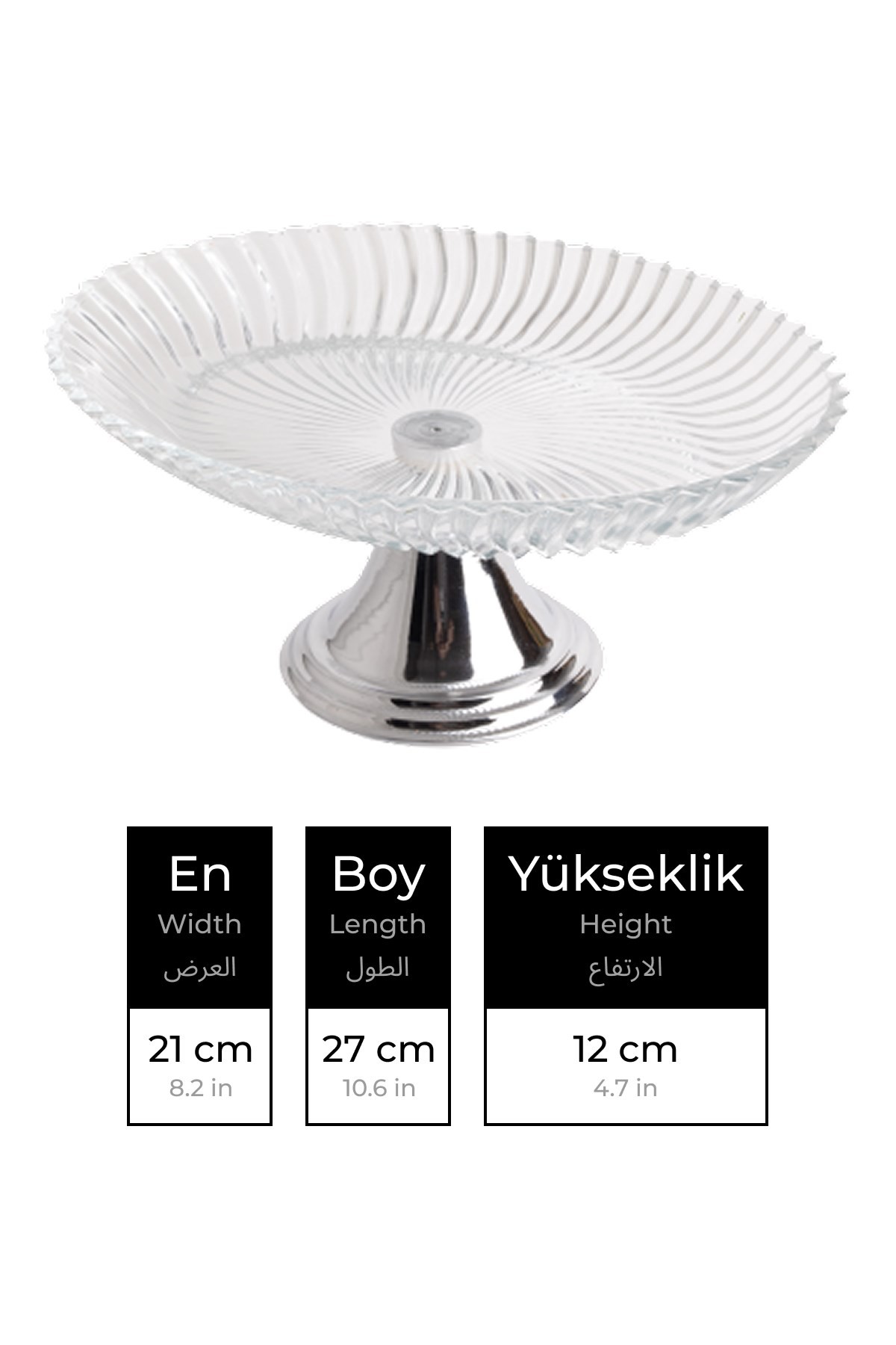 2'li Gümüş Ayaklı Oval Cam Sunumluk, Sarma, Dolma, Salata, Meyve, ve Pasta Stantı, Çeyizlik