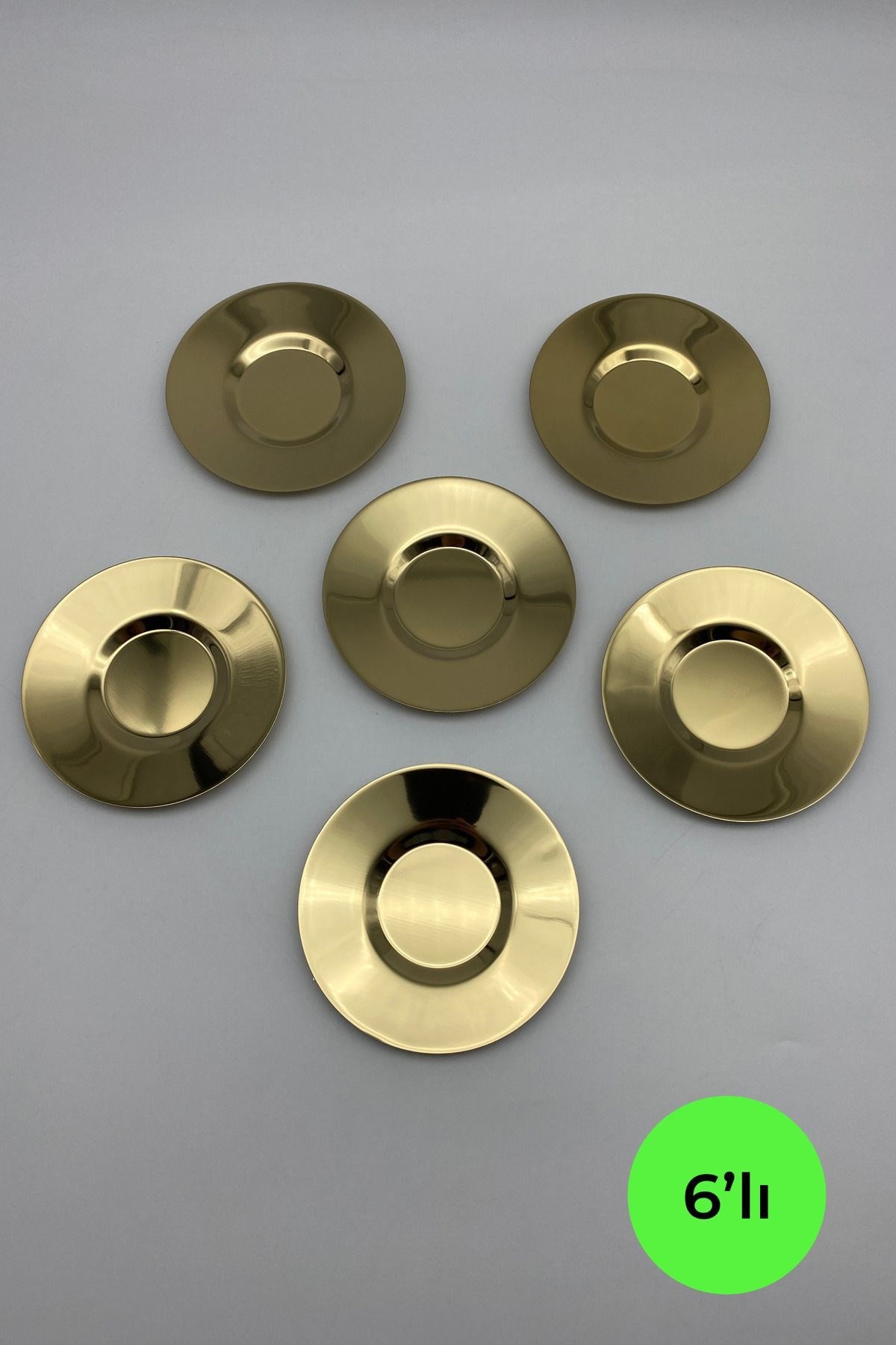 6'lı Gold Paslanmaz Çelik Çay Tabağı Seti PASCT01