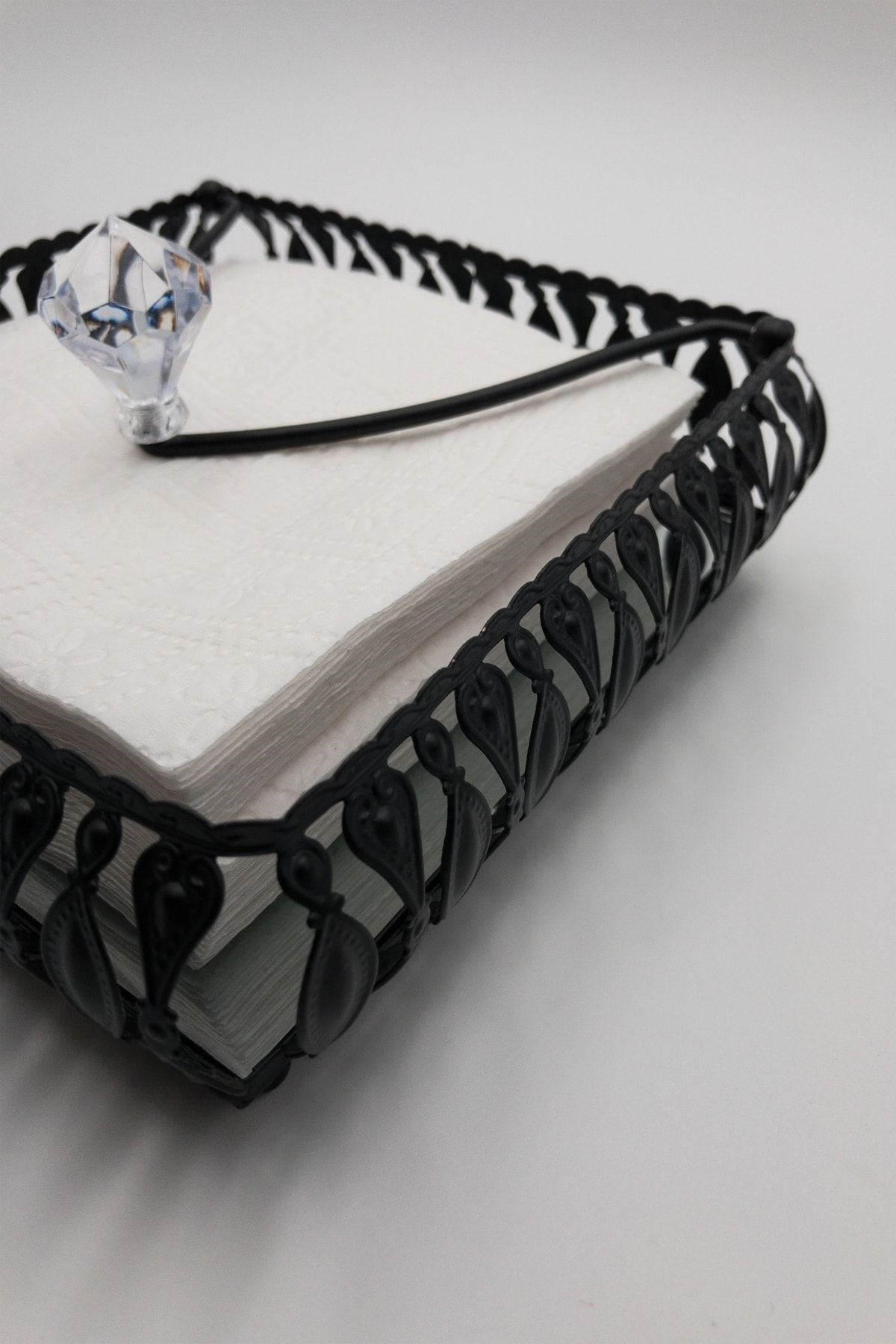 Mat Siyah Metal Kare Aynalı Peçetelik 20x20x5