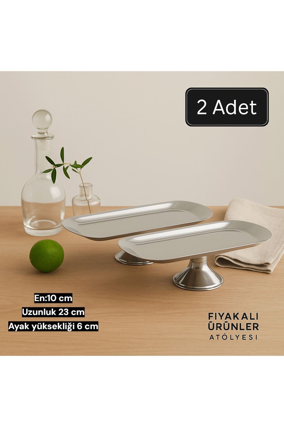 10x23 cm Ayaklı Kayık GÜMÜŞ Sunumluk,Çerezlik,Kahvaltı Tabağı,Sunum tabağı,Kozmetik,Takı Tabağı