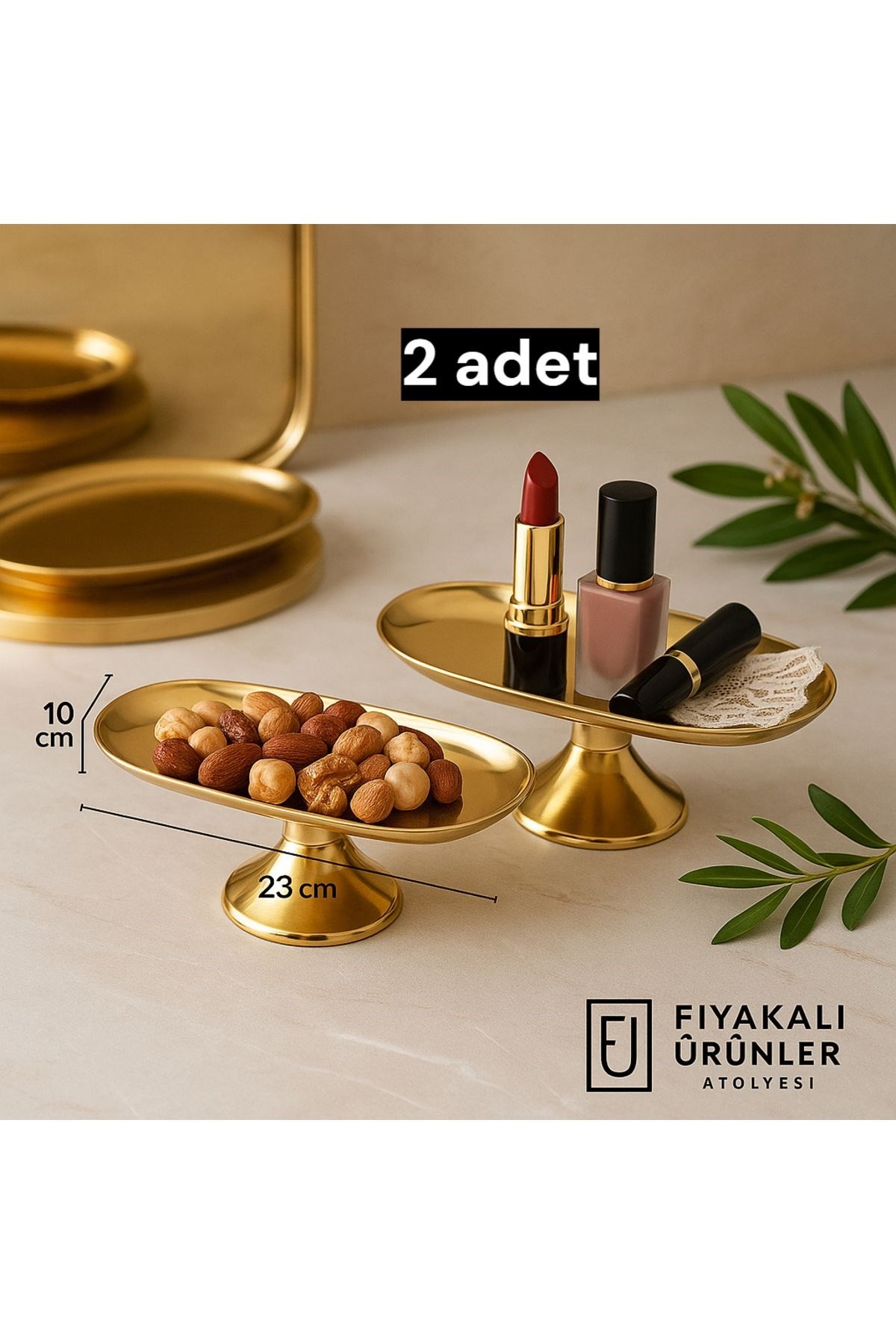 10x23 cm Ayaklı Kayık GOLD Sunumluk,Çerezlik,Kahvaltı Tabağı,Sunum tabağı,Kozmetik,Takı Tabağı