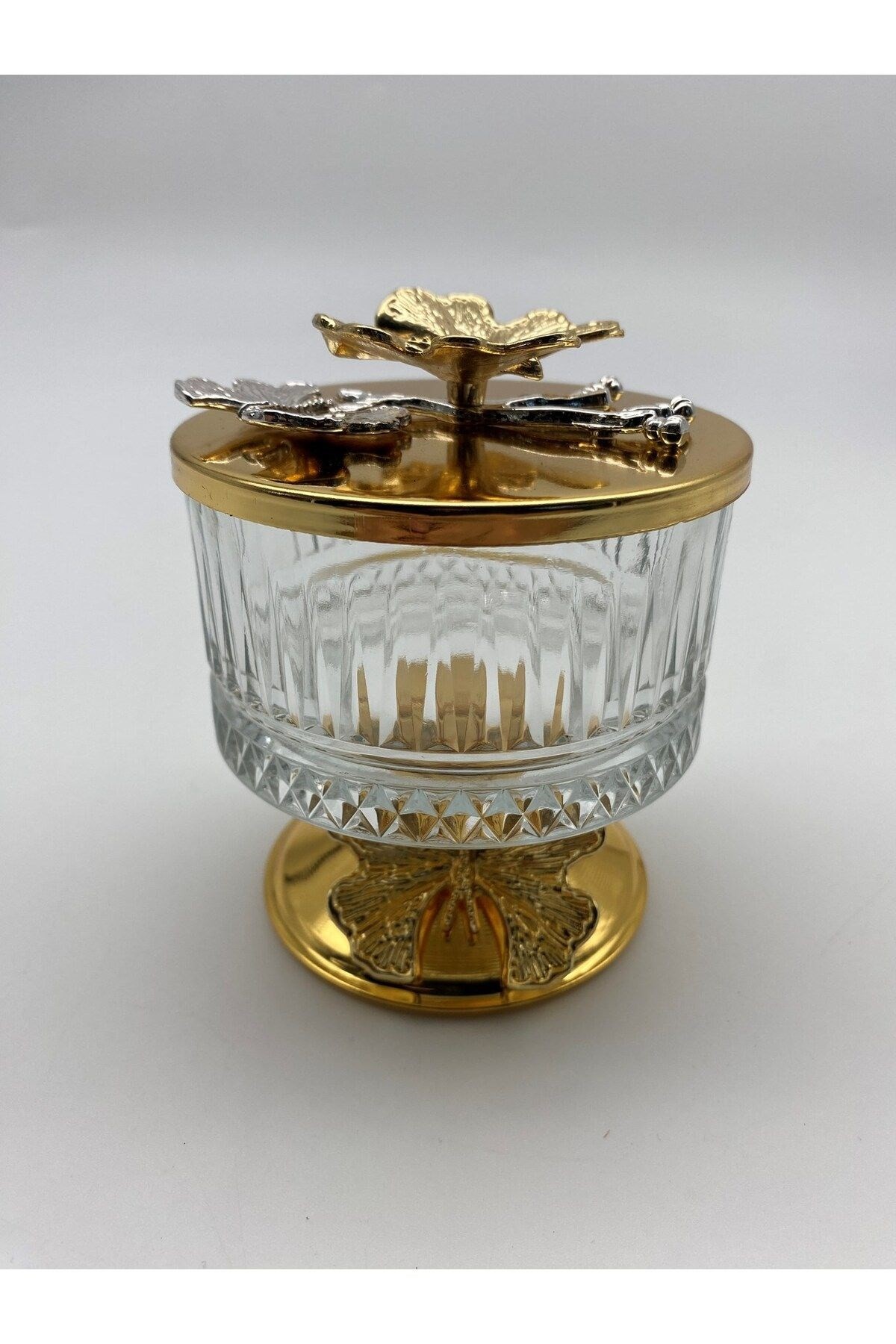 Paşabahçe Gold Metal Ayaklı Kapaklı Elysia Şekerlik Çerezlik Ikramlık Sunumluk