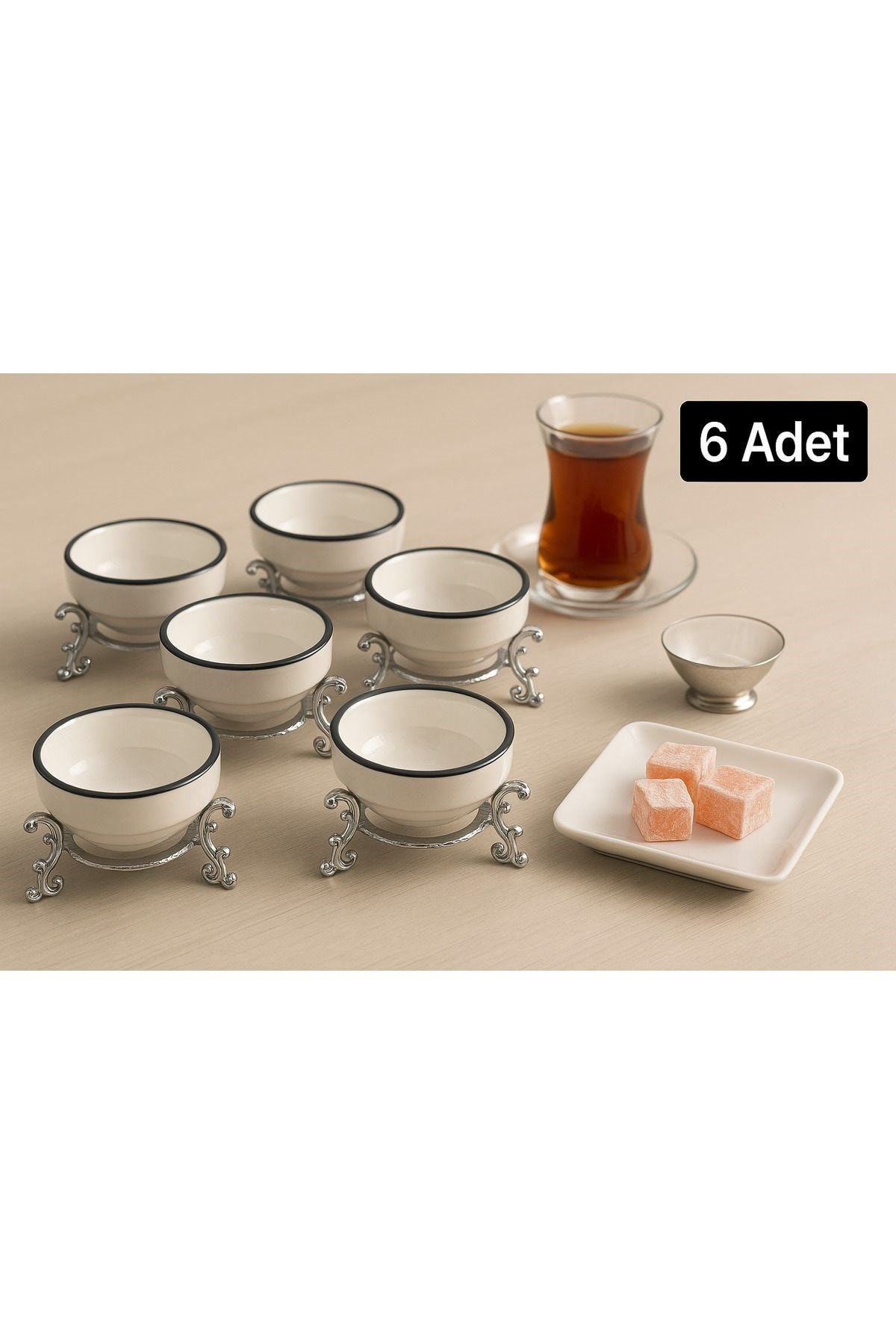 Metal Ayaklı Porselen Lokumluk,Şekerlik,Kahveyanı,Draje,Şeker,Sunum Kahve Lokumluk