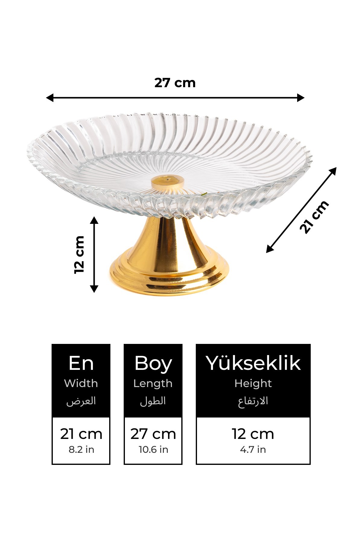 2'li Gold Ayaklı Oval Cam Sunumluk, Sarma, Dolma, Salata, Meyve, ve Pasta Stantı, Çeyizlik