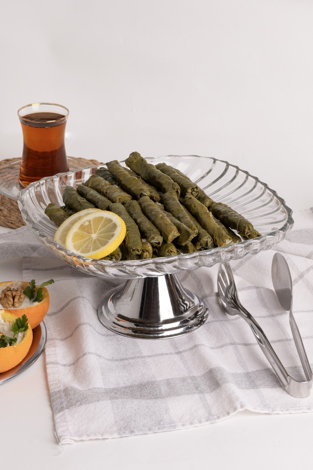 Gümüş Ayaklı Kare Cam Sunumluk Kase, Sarma, Dolma, Salata, Meyve, ve Pasta Sunum Stantı, Çeyizlik