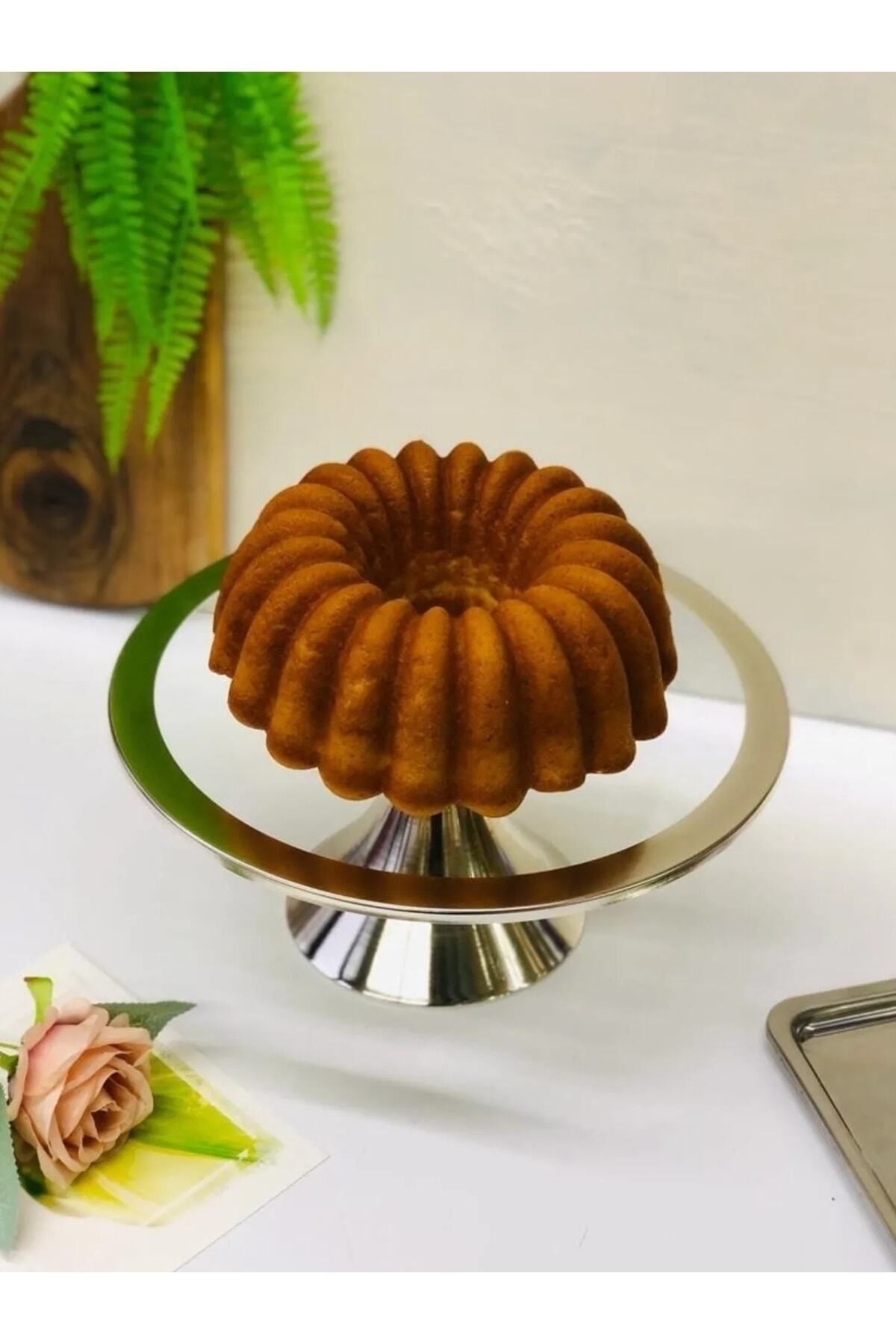 Gümüş Yuvarlak Pasta Standı, Kek ve Kurabiye Sunum Stantı, Çeyizlik, Hediyelik, Pasta Tabağı
