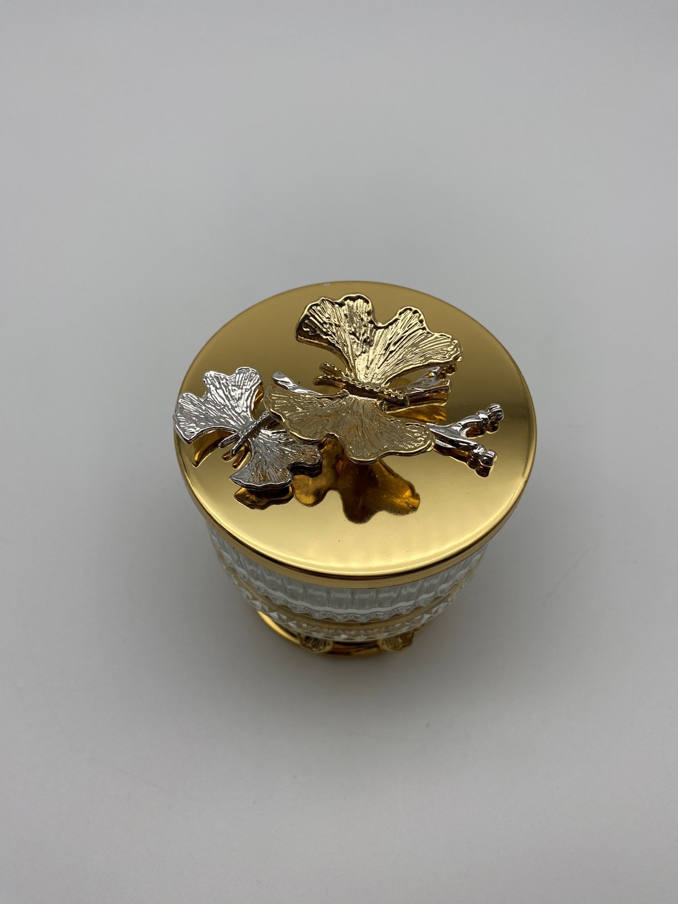 Ayaklı Gold Elysia Cam Magnolia Kasesi, Kelebek Kapaklı Dondurmalık, Şekerlik, Çerezlik