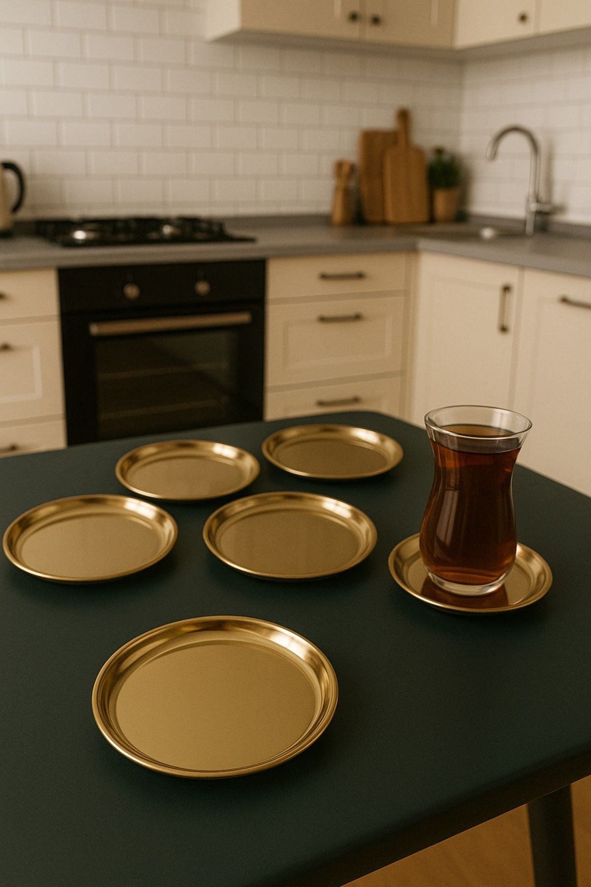 6 Adet 12 cm Gold Yuvarlak paslanmaz çelik,lokumluk,ikramlık, pasta servis,Kahve Fincan altlığı
