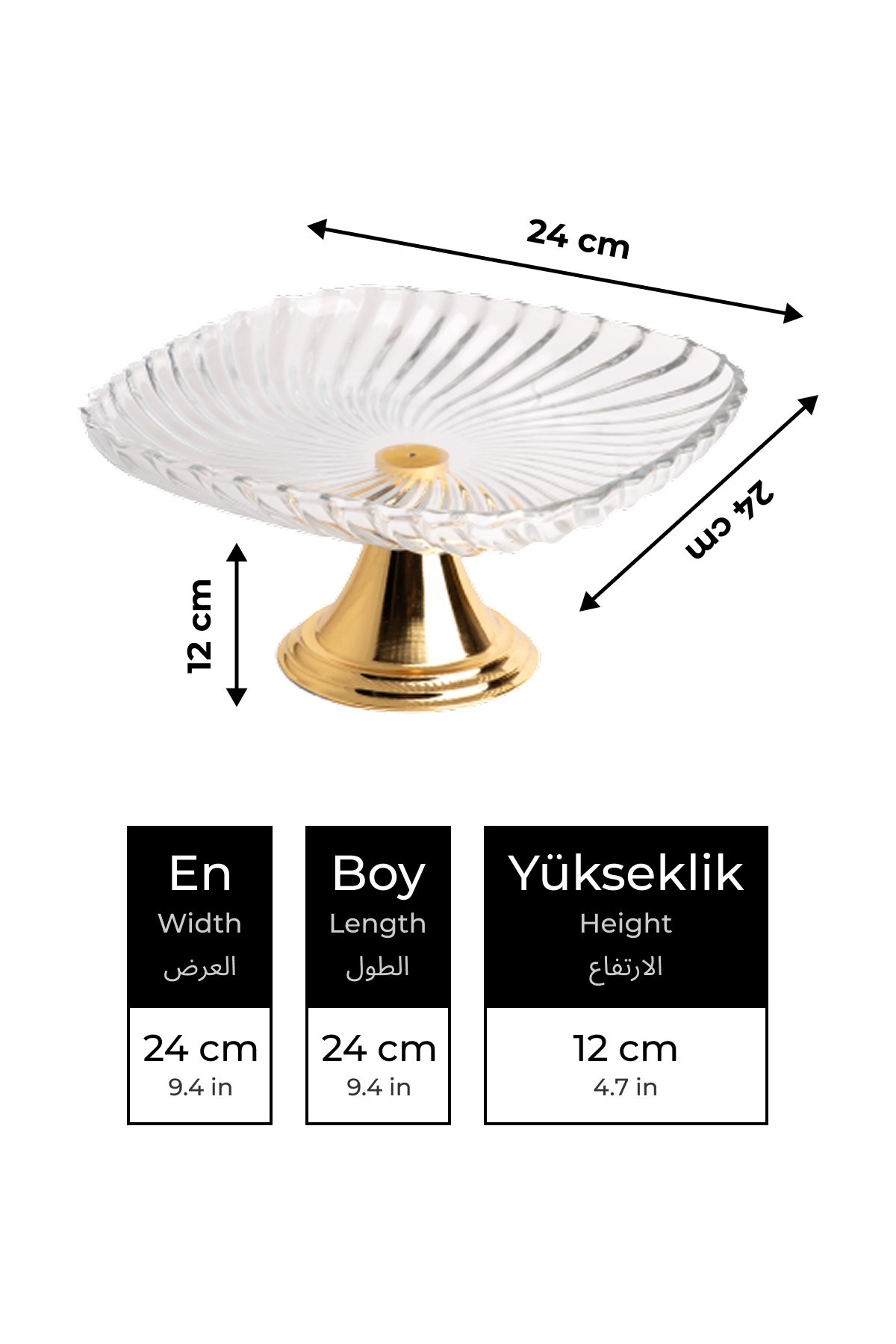 2'li Gold Ayaklı Kare Cam Sunumluk, Sarma, Dolma, Salata, Meyve, ve Pasta Stantı, Çeyizlik
