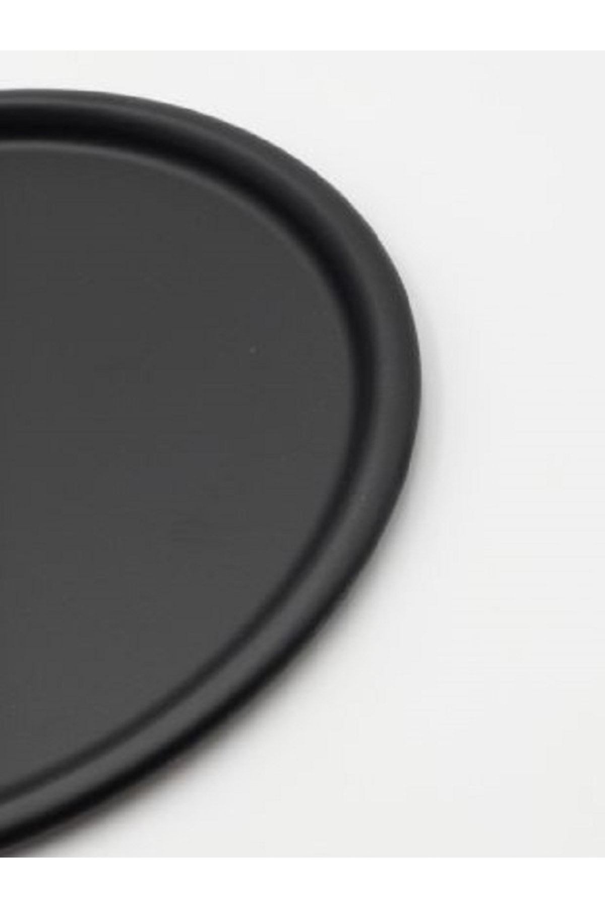 Siyah Metal Tek Kişilik Dekoratif Çay, Kahve Ve Pasta Servisi Sunum Tepsisi 22cm