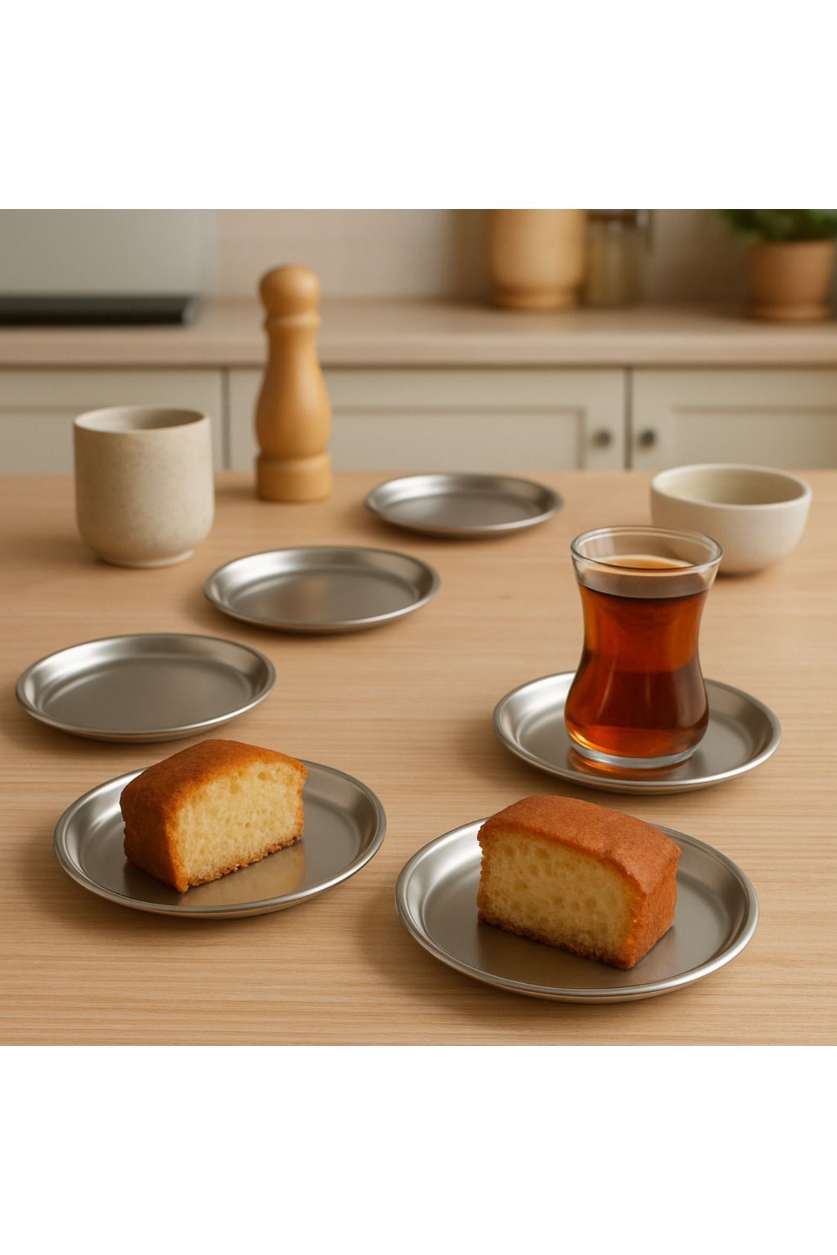 6 Adet 12 cm Gümüş Yuvarlak paslanmaz çelik,lokumluk,ikramlık, pasta servis,Kahve Fincan altlığı