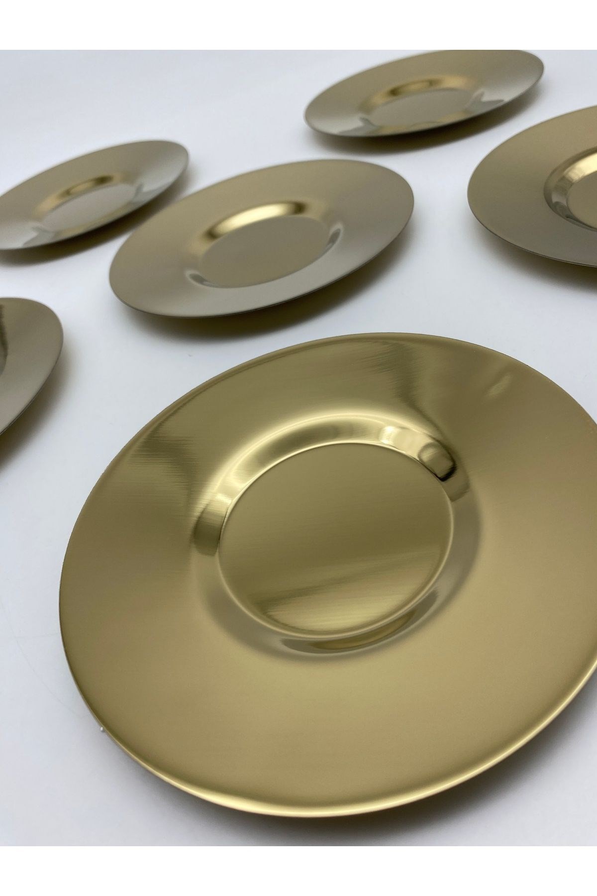 12'li Gold ve Gümüş Paslanmaz Çelik Çay Tabağı Seti PASCT01