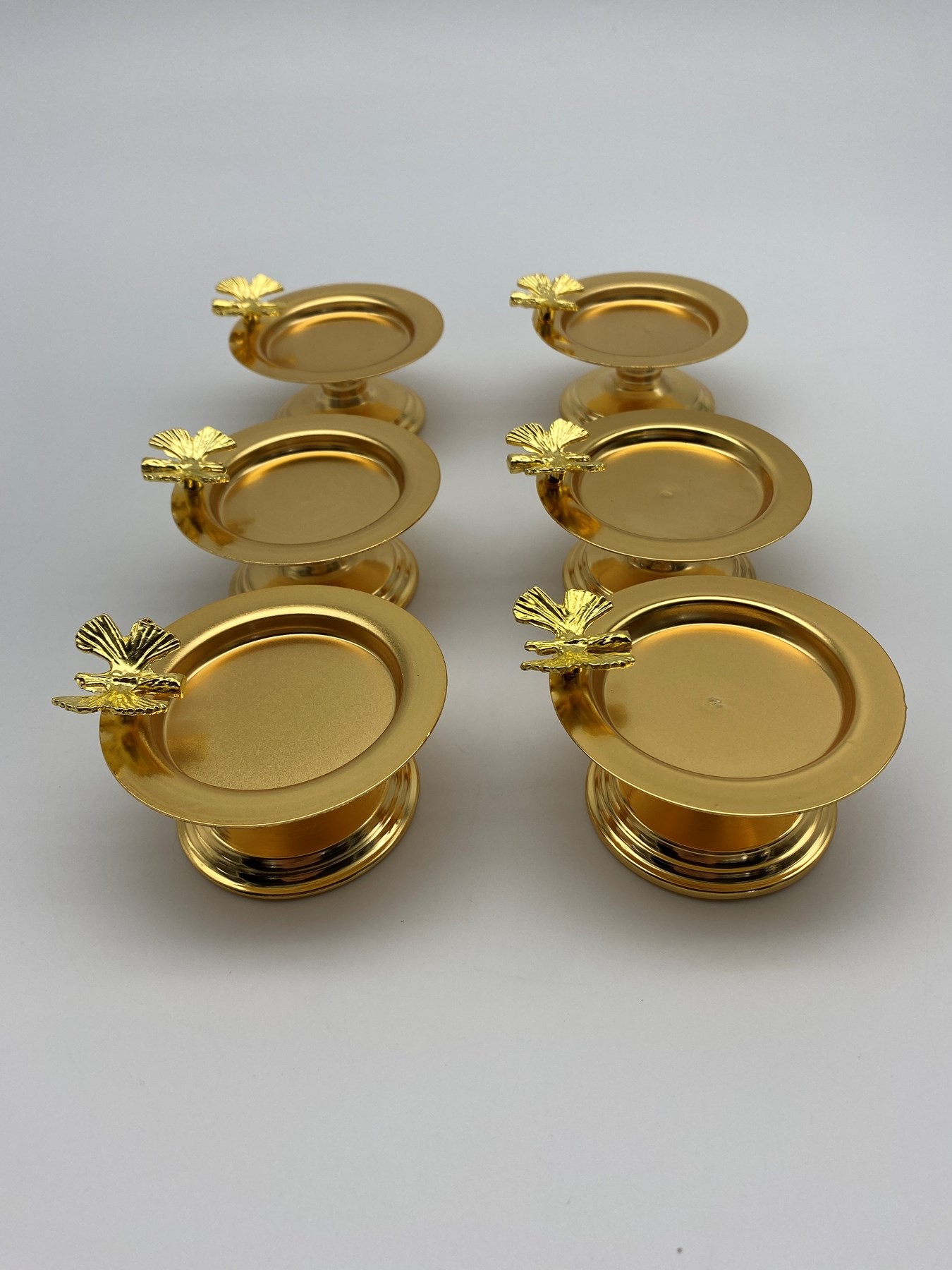 6'lı Kelebekli Gold Makaronluk, Lokumluk, Çay ve Kahve Yanı Sunumluk, Metal Şekerlik