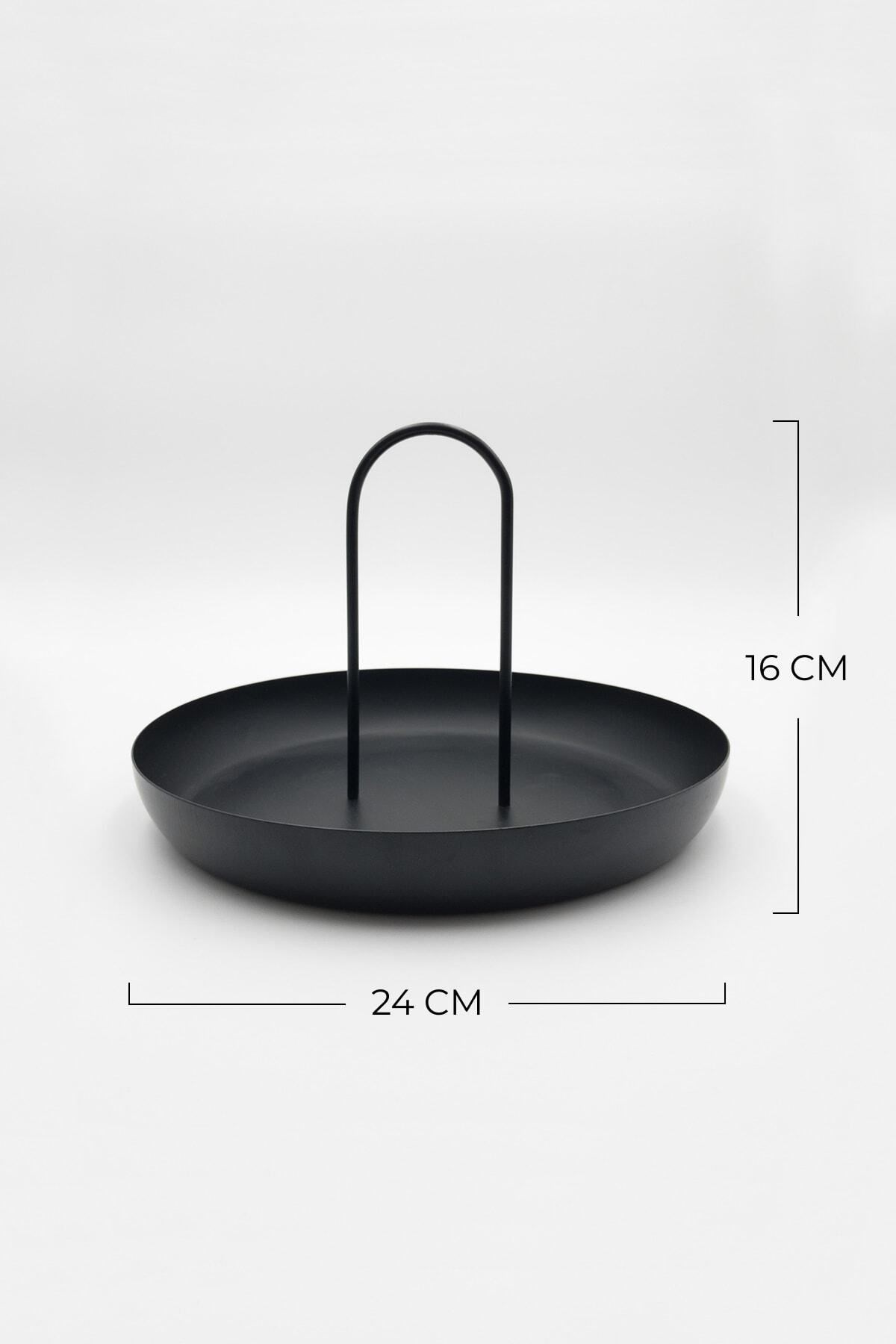 Siyah Metal Dekoratif Tabak & Kase, Anahtarlık, Makyaj Organizeri, Banyo Düzenleyici, Çerezlik 24x16
