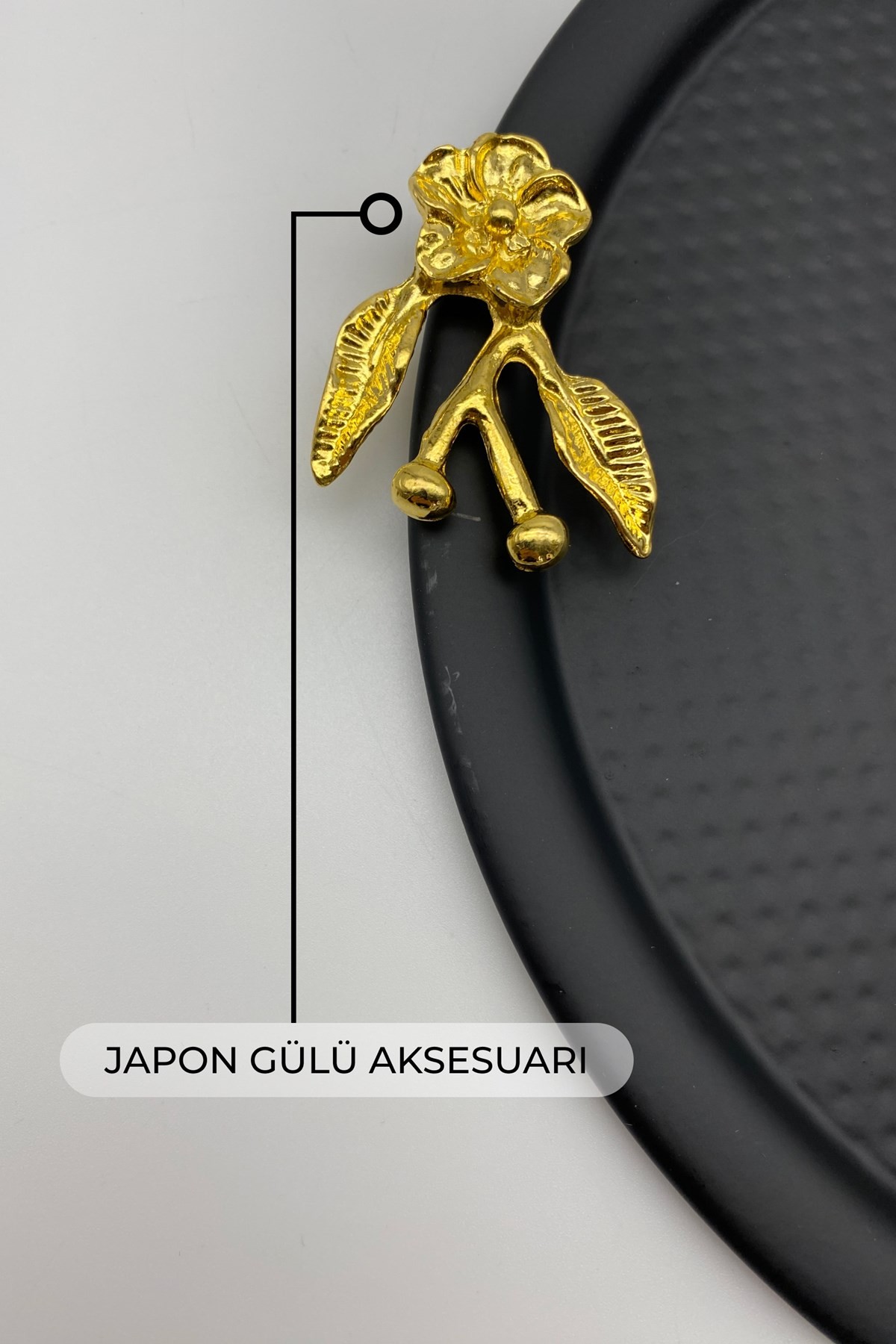 3'lü Japon Güllü Yuvarlak Siyah Çay ve Kahve Sunum Tepsisi, Dekoratif Servis Tepsisi 22cm