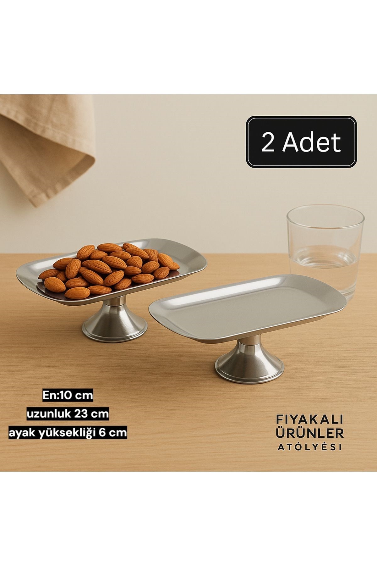 10x23 cm Ayaklı Kayık GÜMÜŞ Sunumluk,Çerezlik,Kahvaltı Tabağı,Sunum tabağı,Kozmetik,Takı Tabağı