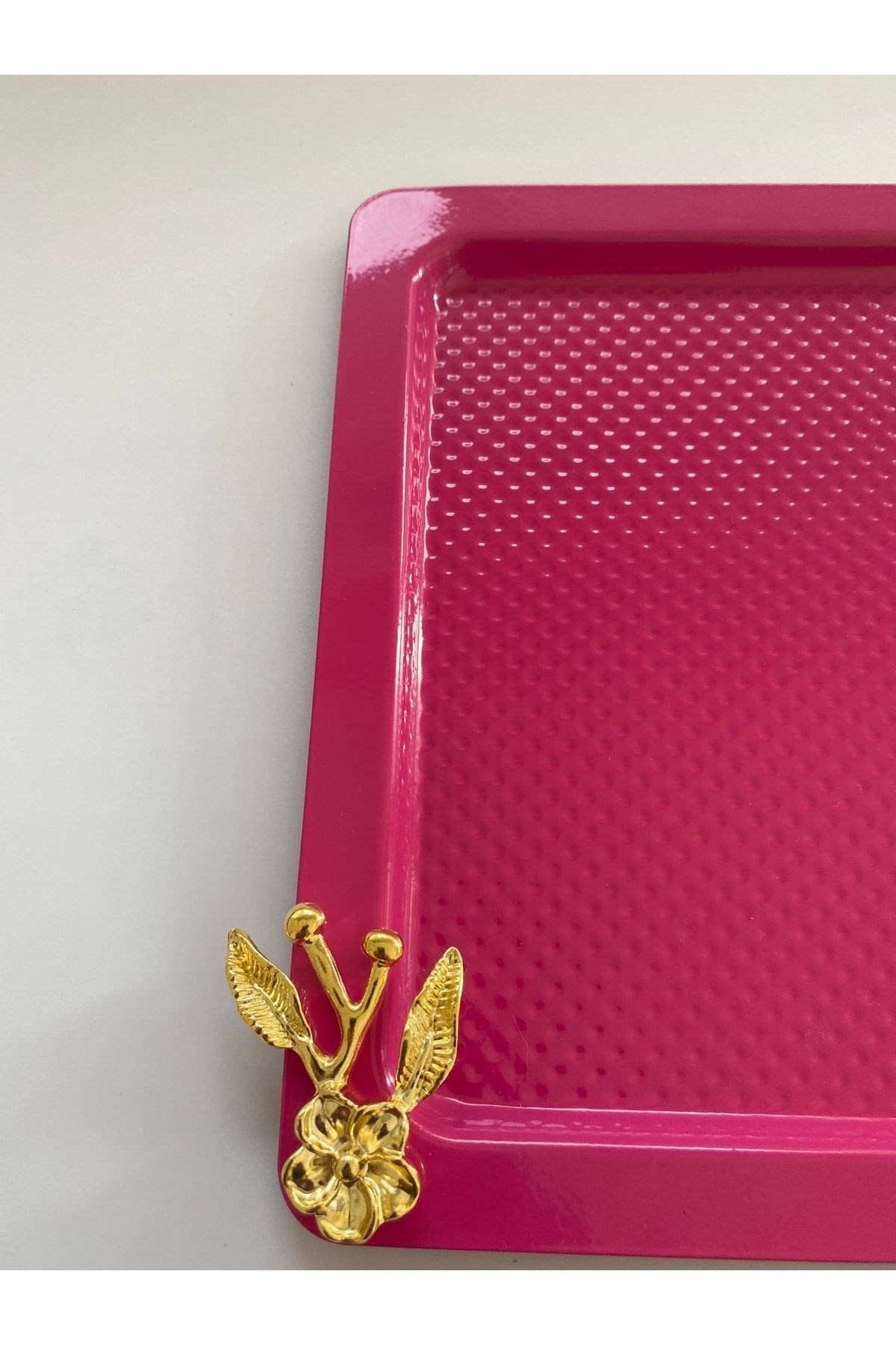 Metal Kare Pembe Renk Tepsi,sunum Tepsisi,kahve,çay Tepsisi,renkli Tepsi