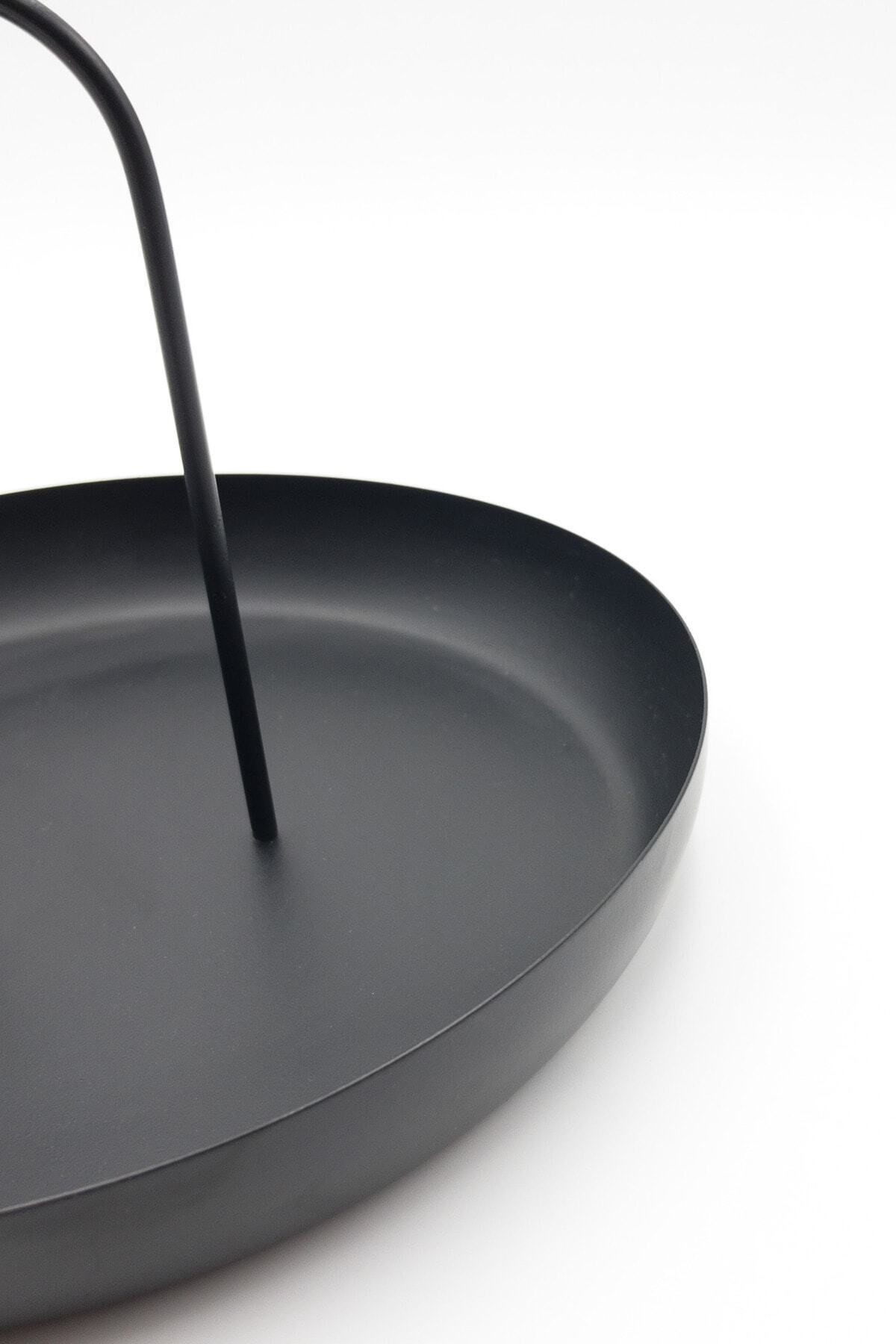 Siyah Metal Dekoratif Tabak & Kase, Anahtarlık, Makyaj Organizeri, Banyo Düzenleyici, Çerezlik 24x16