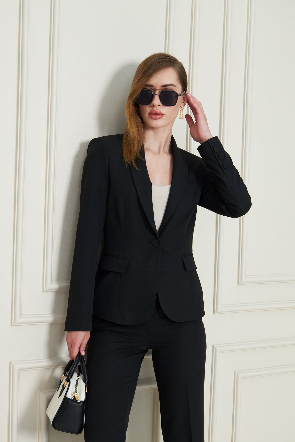Tek Düğme Klasik Blazer Ceket - Siyah