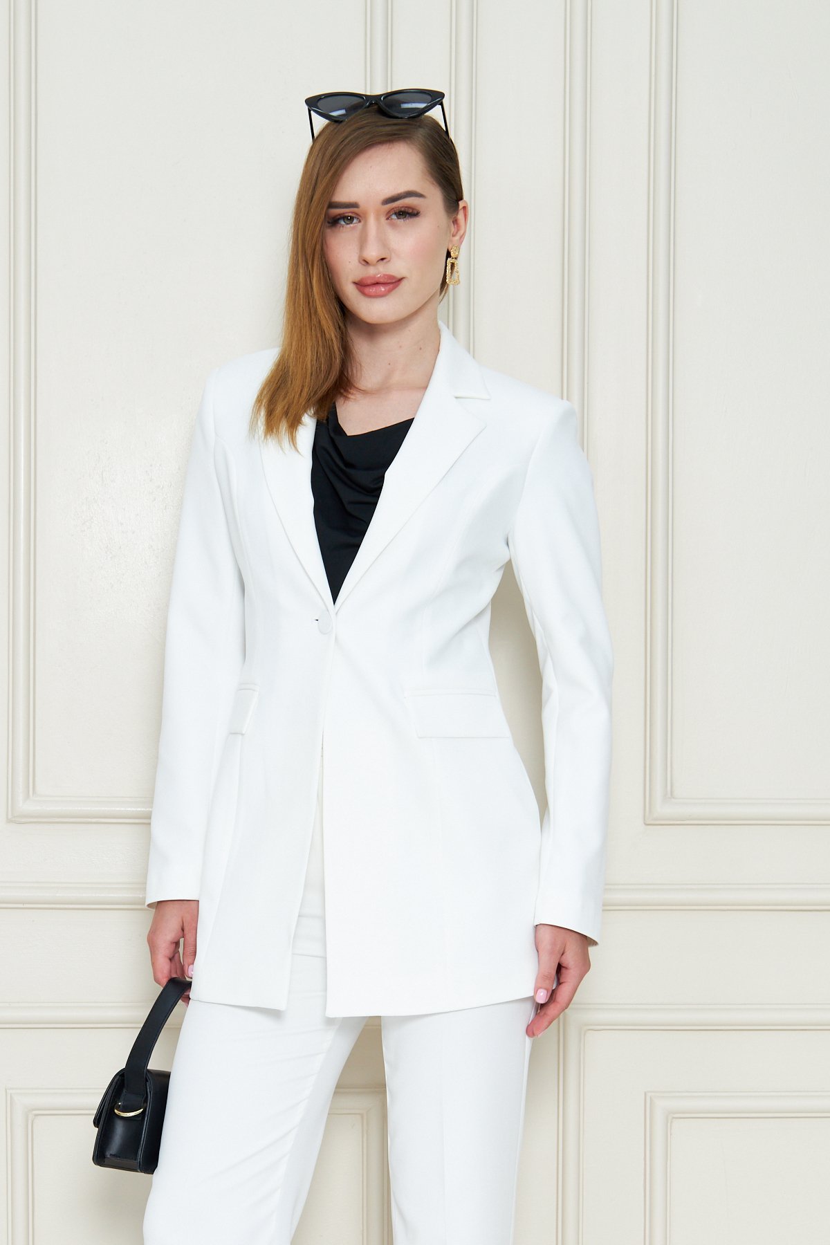 Klasik Tek Düğme Blazer Ceket - Beyaz