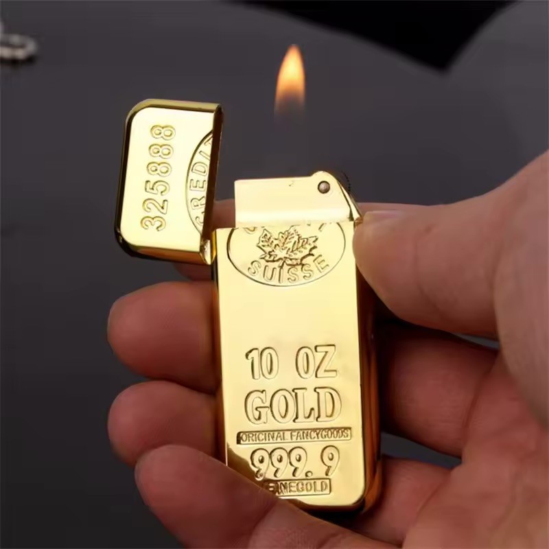 Külçe Altın Görünümlü Metal Sönmeyen Lüx Çakmak