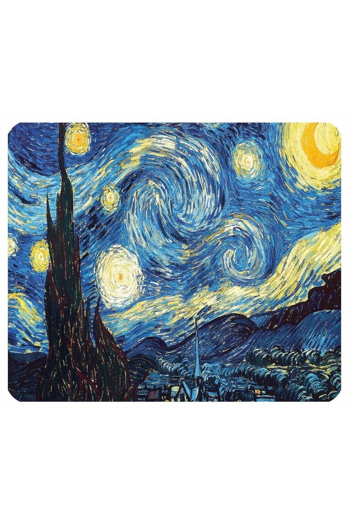Van Gogh Yıldızlı Gece - Baskılı Kare Mouse Pad