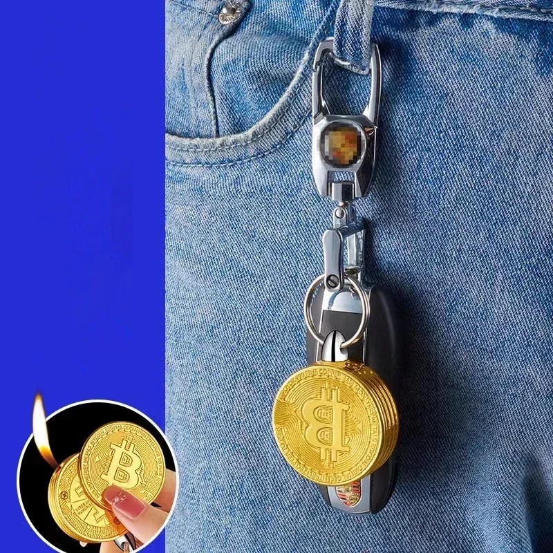 Bitcoin Görselli Metal Anahtarlıklı Gazlı Lüx Çakmak 1 Adet