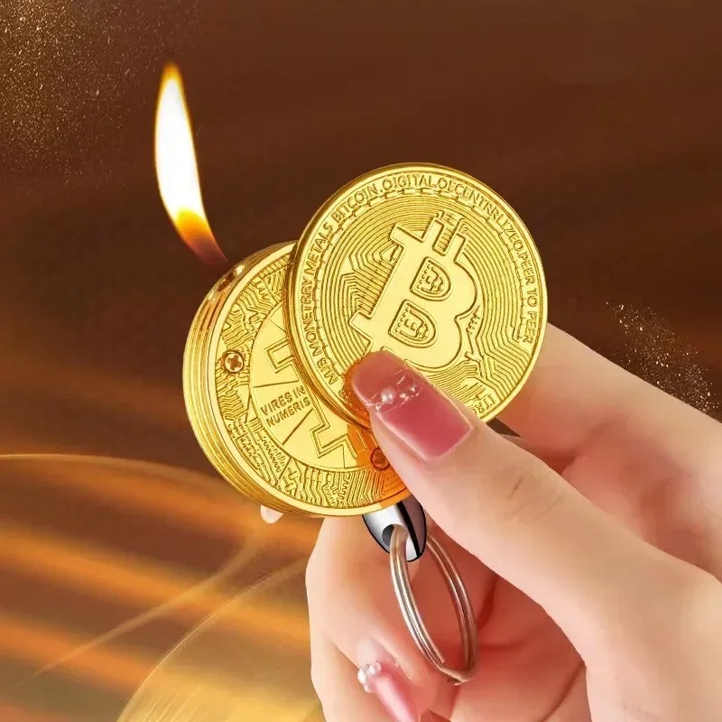Bitcoin Görselli Metal Anahtarlıklı Gazlı Lüx Çakmak 1 Adet