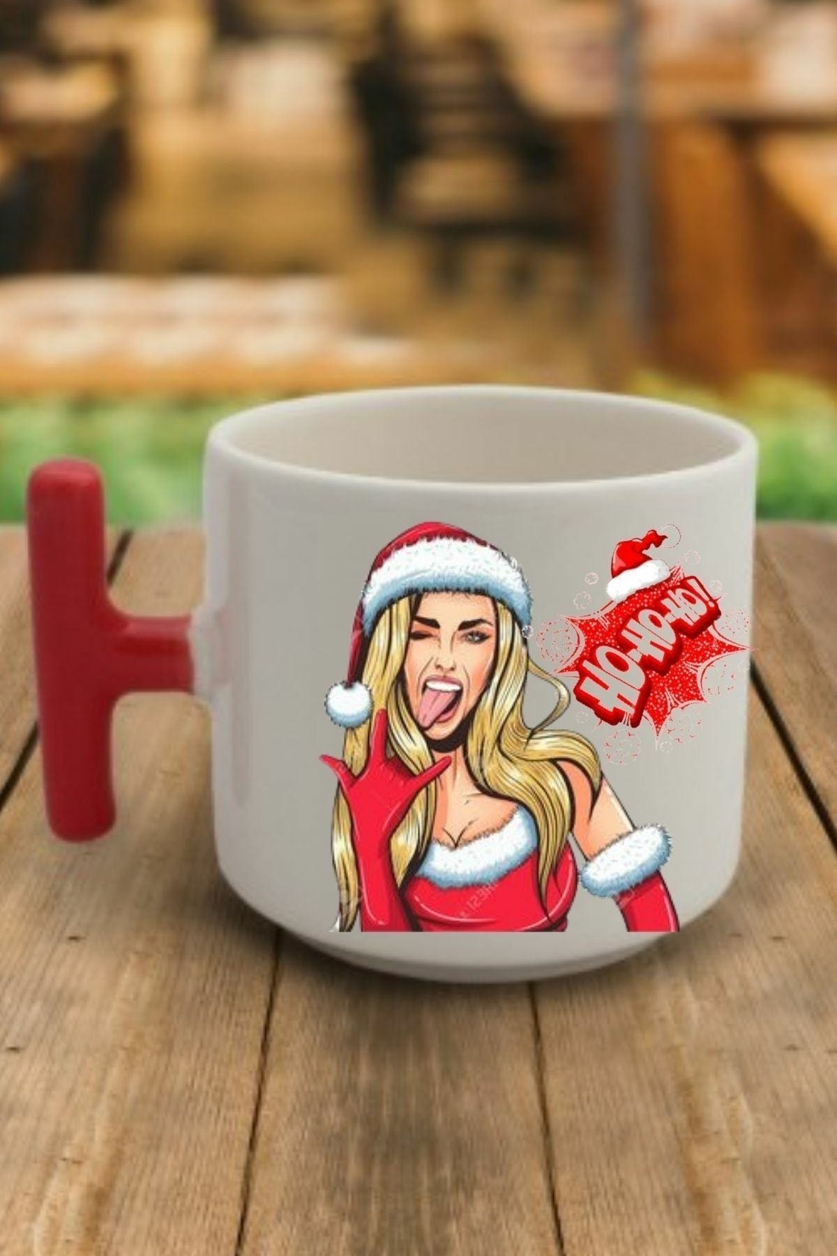 En Güzel Hediye Kırmızı T Kulp Yeni Yıl Noel Anne Hoho Tasarımlı Çay Fincan Modelleri