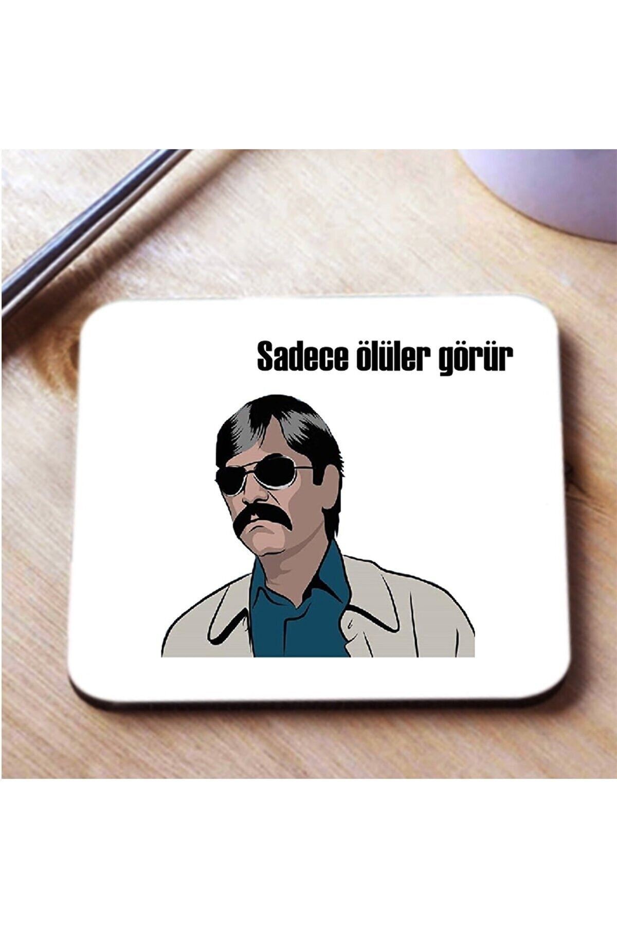 Beyaz Sadece Ölüler Görür Baskılı Bardak Altlığı