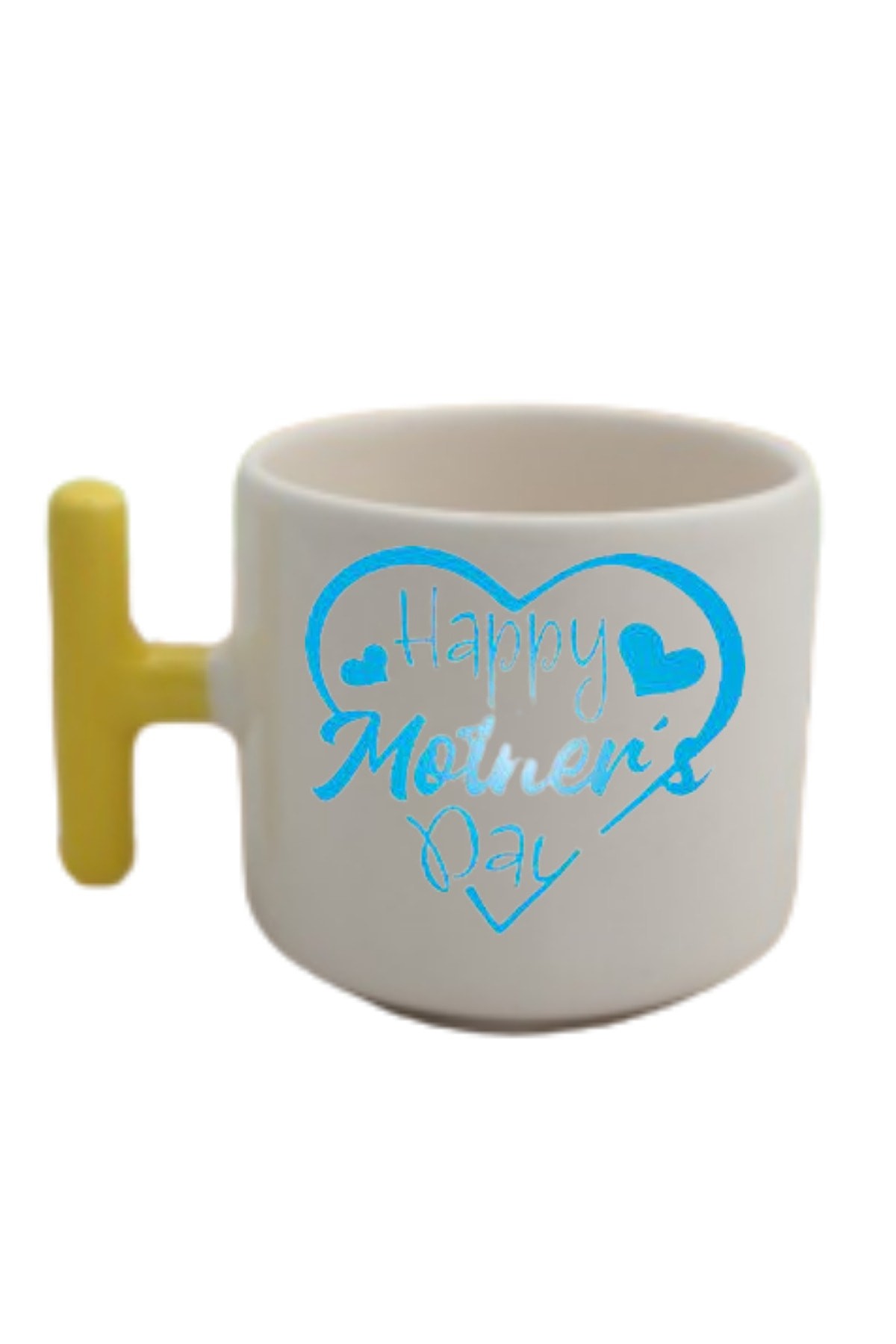 Happy Mother Days Mutlu Anneler Günü Tasarımlı Sarı T Kulp Fincan Modelleri