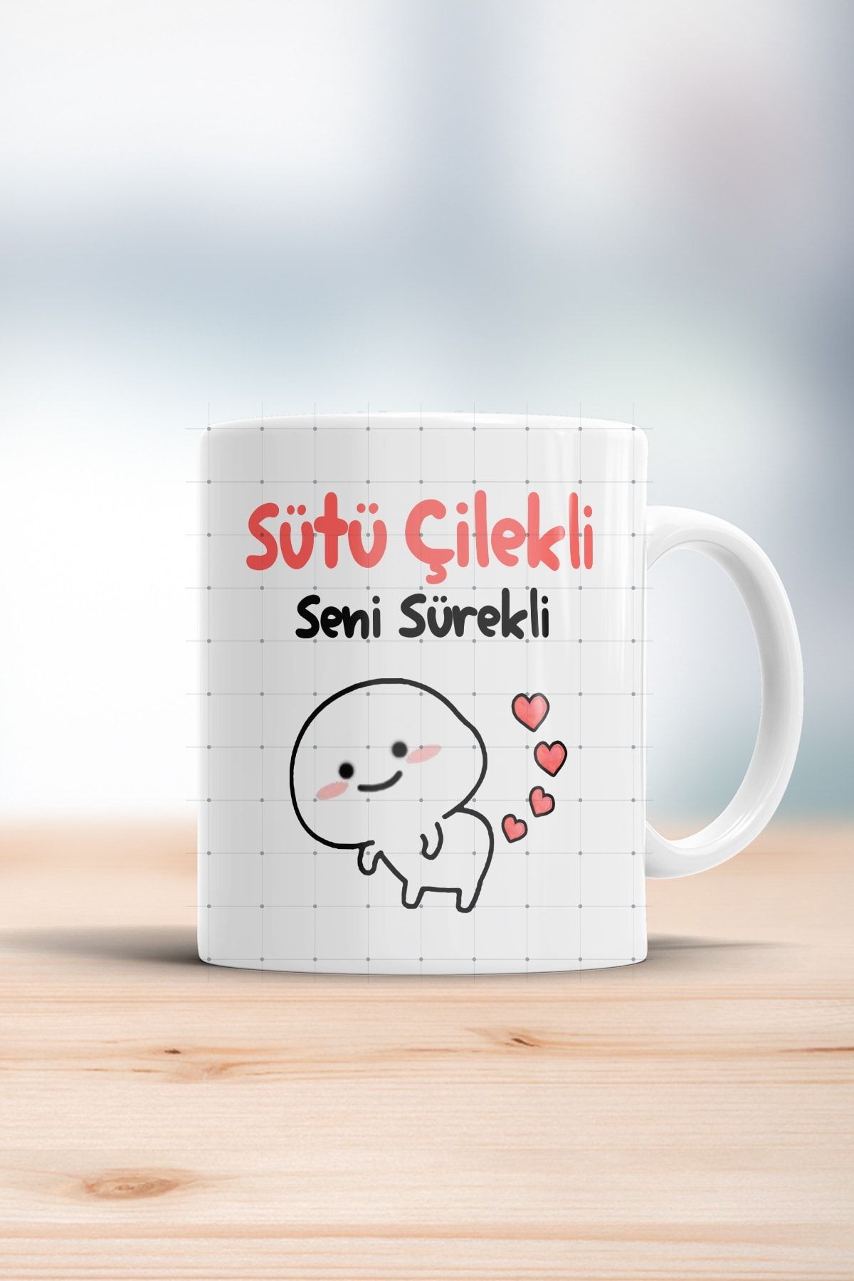 Sütü Çilekli Seni Sürekli Kupa Bardak
