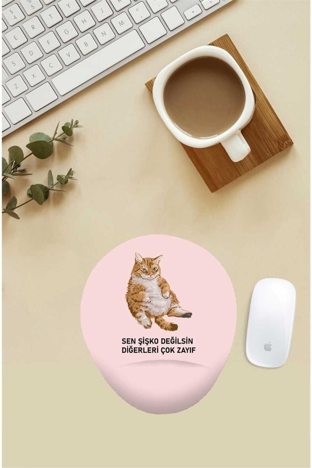 Sen Şişko Değilsin Diğerleri Çok Zayıf Desenli Bilek Destekli Mouse Pad