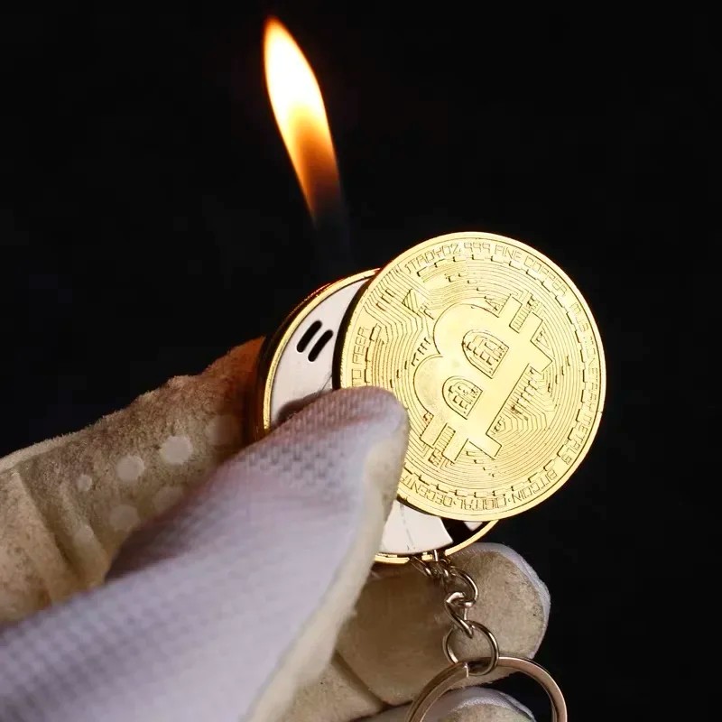 Bitcoin Görselli Metal Anahtarlıklı Gazlı Lüx Çakmak 1 Adet