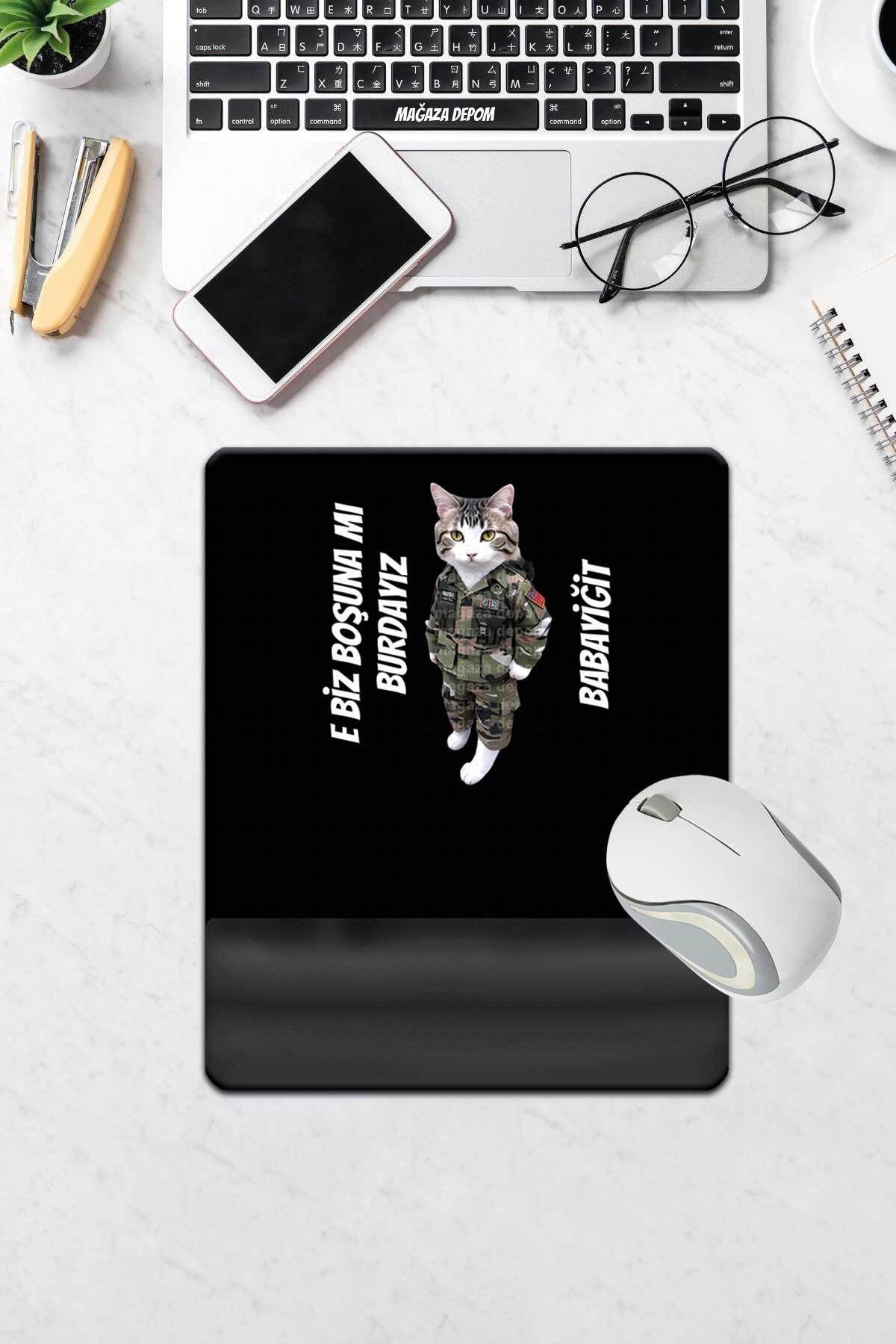 Mouse Pad Kedi E Biz Boşuna Mı Burdayız Babayiğit Baskılı Mouse Pad - Kedili Mouse Pad