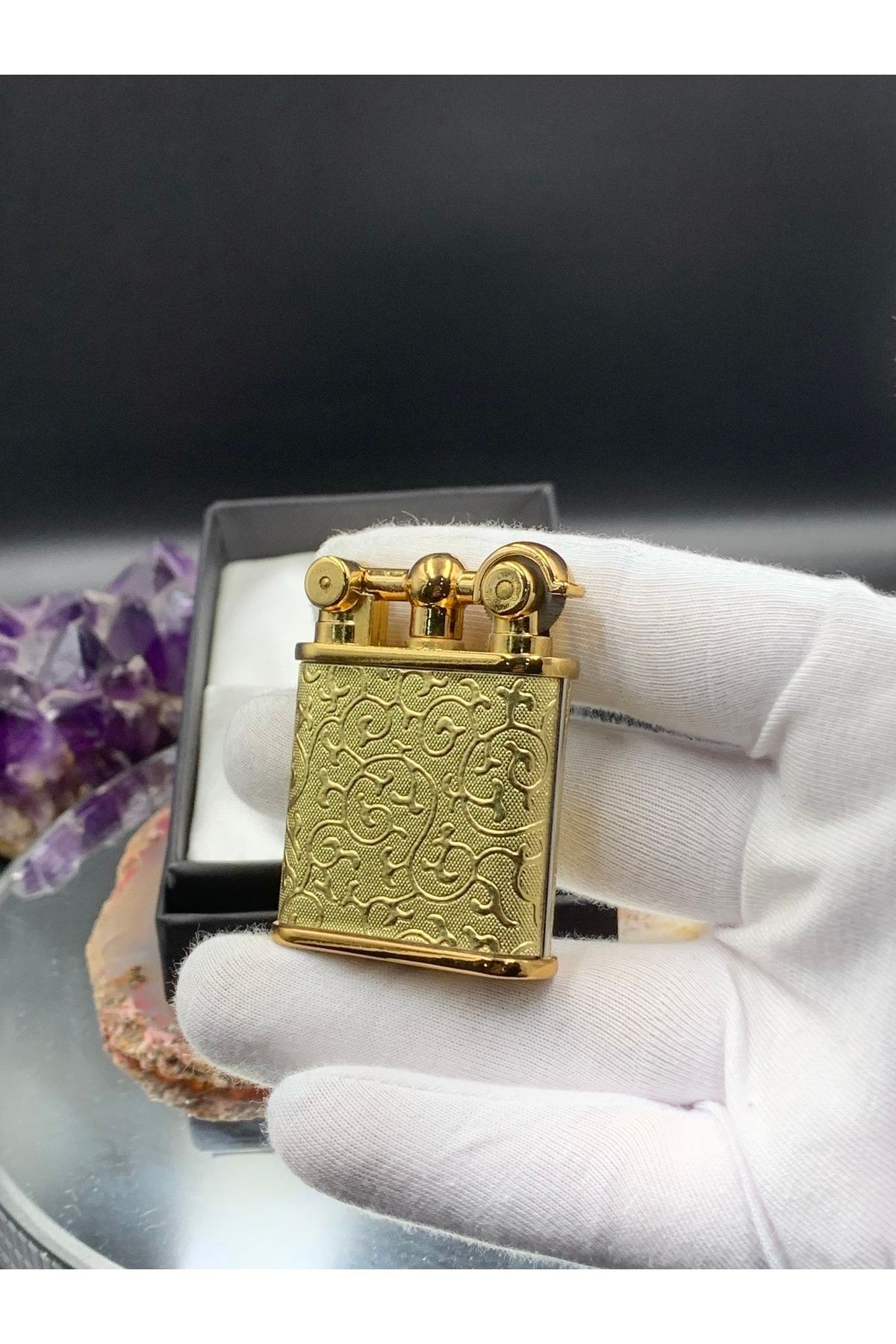 Otantik Retro Şık Kabartma Desenli Cep Model Gazlı Metal LüxÇakmak