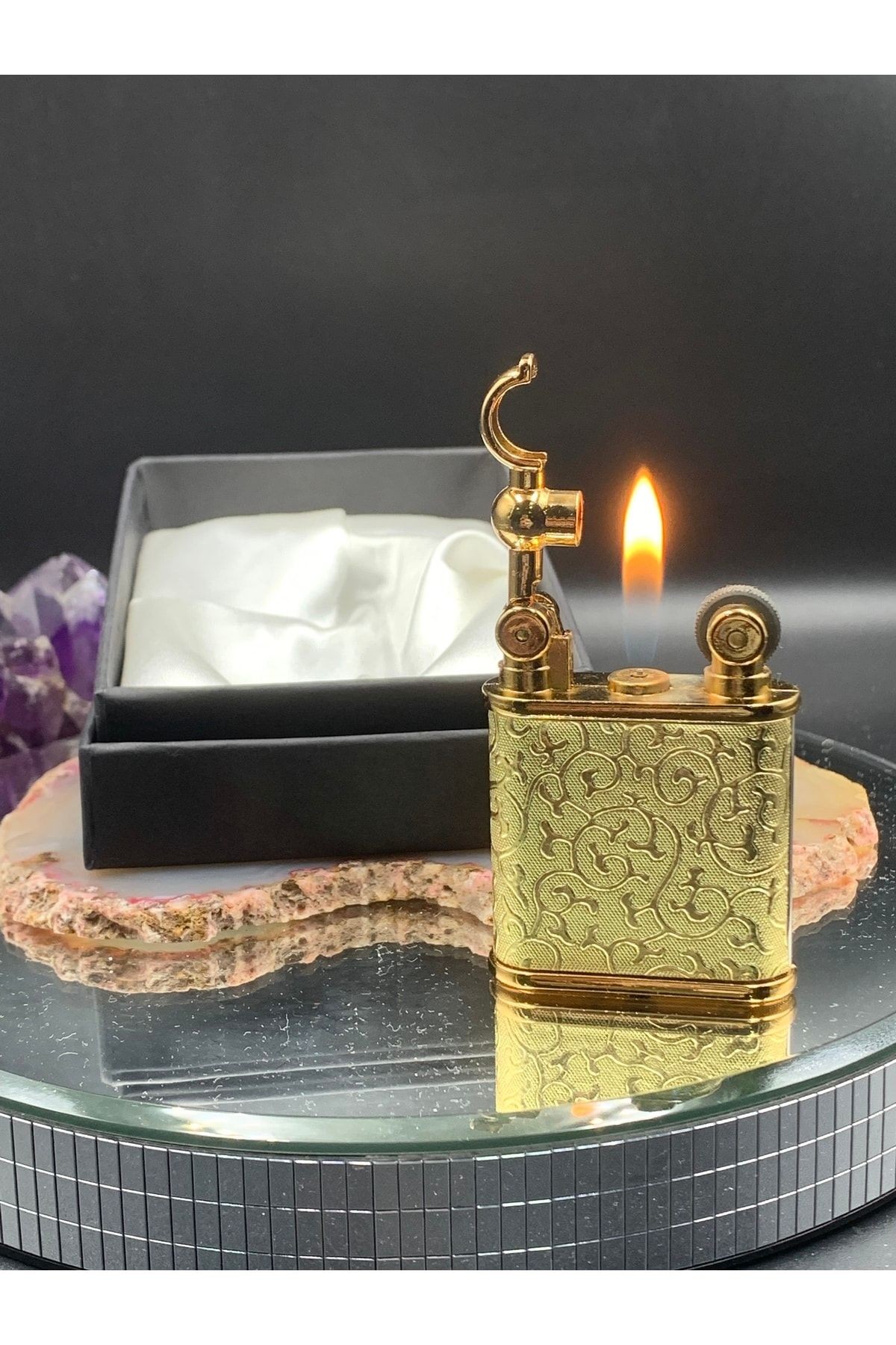 Otantik Retro Şık Kabartma Desenli Cep Model Gazlı Metal LüxÇakmak