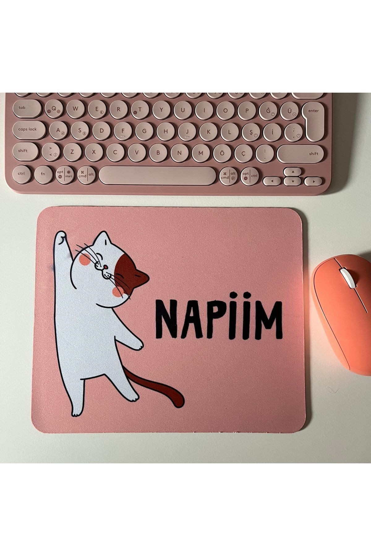 Sevimli Kedi Mouse Pad, 21x17 cm, Kaymaz Taban, Ev, Ofis ve Oyun için Rahat ve Yumuşak Mousepad