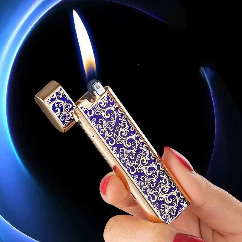 İnce Metal Desenli Sönmeyen Lüx Lüx Çakmak
