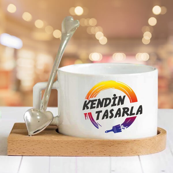 Kendin Tasarla Ahşap Altlıklı Kahve Fincanı