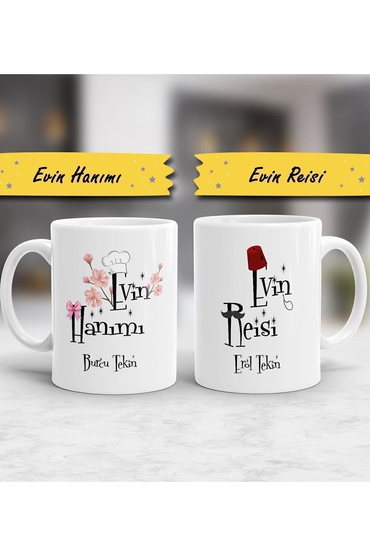 Evin Hanımı & Evin Reisi 2'li Kupa Bardak hediye yılbaşı hediye
