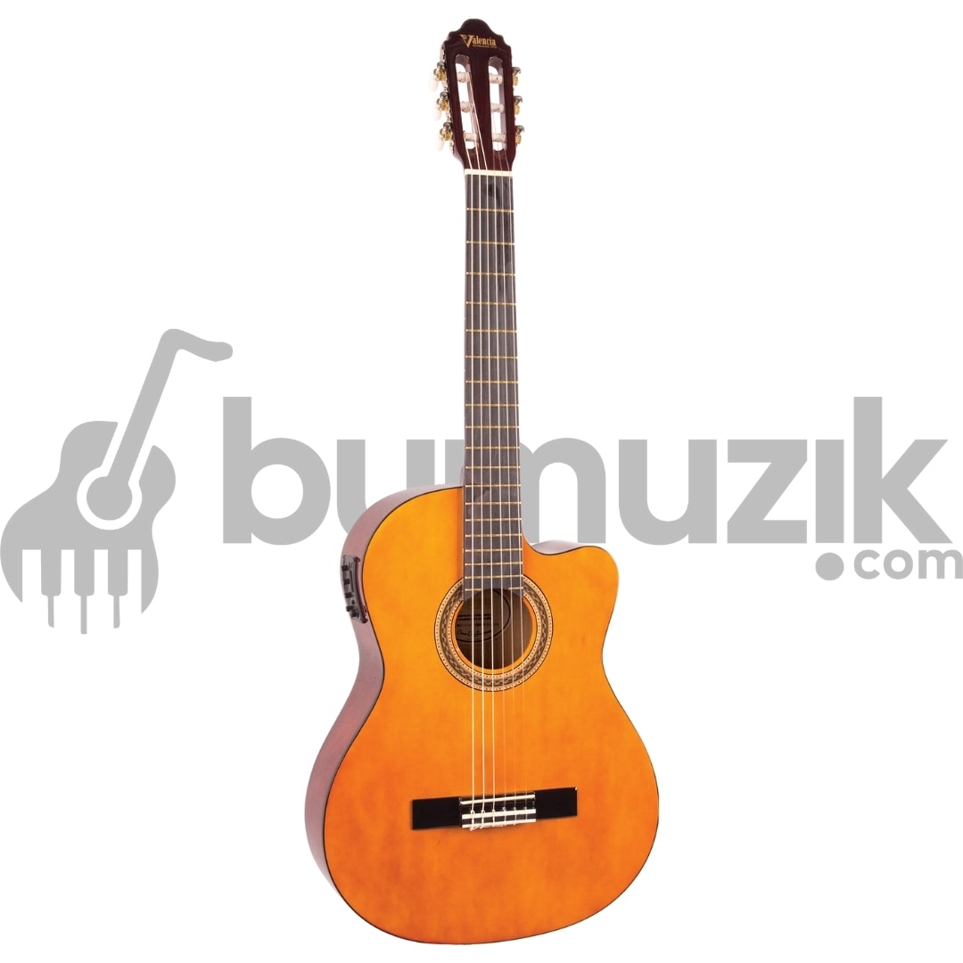 VALENCIA VC104TCE ELEKTRO KLASİK GİTAR, 4/4, NATUREL, SAP ÇELİKLİ