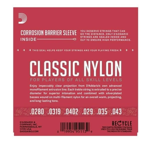 DADDARIO EJ27N KLASİK GİTAR TEL SETİ (5'li Set), 4/4, SILVERPLATED WOUND, NORMAL TENSION