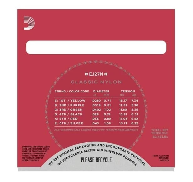 DADDARIO EJ27N KLASİK GİTAR TEL SETİ (5'li Set), 4/4, SILVERPLATED WOUND, NORMAL TENSION