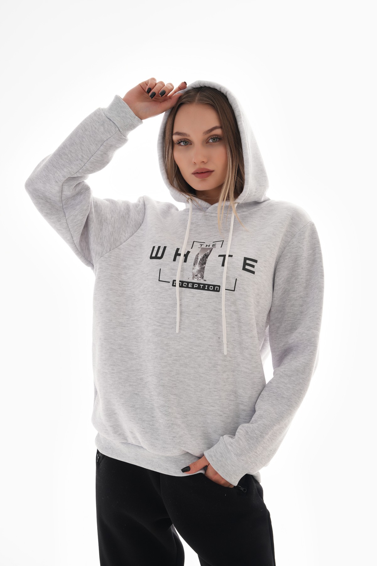 'The White Inception' Baskılı Kapüşonlu Sweatshirt