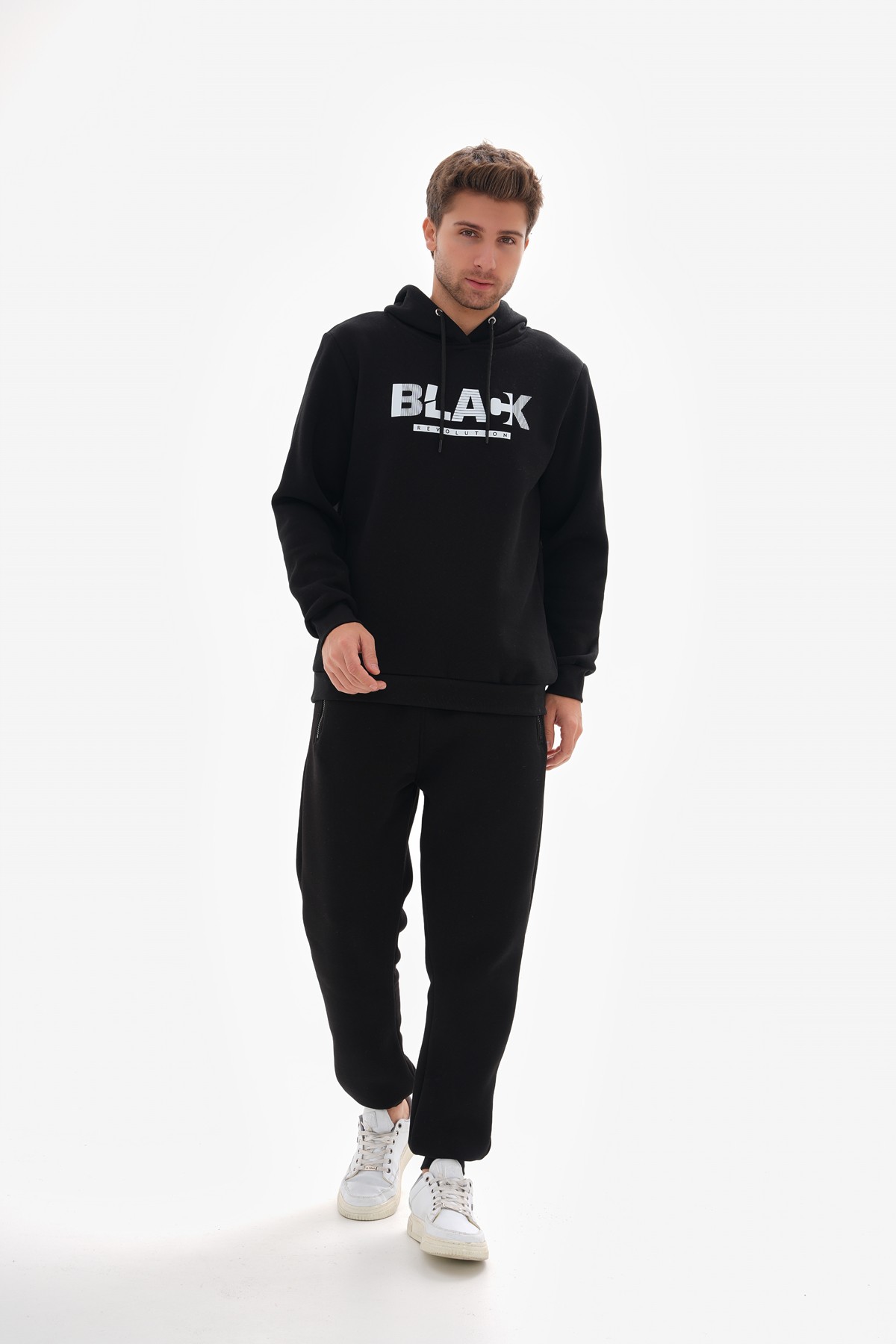 'Black Revolution' Baskılı Kapüşonlu Sweatshirt