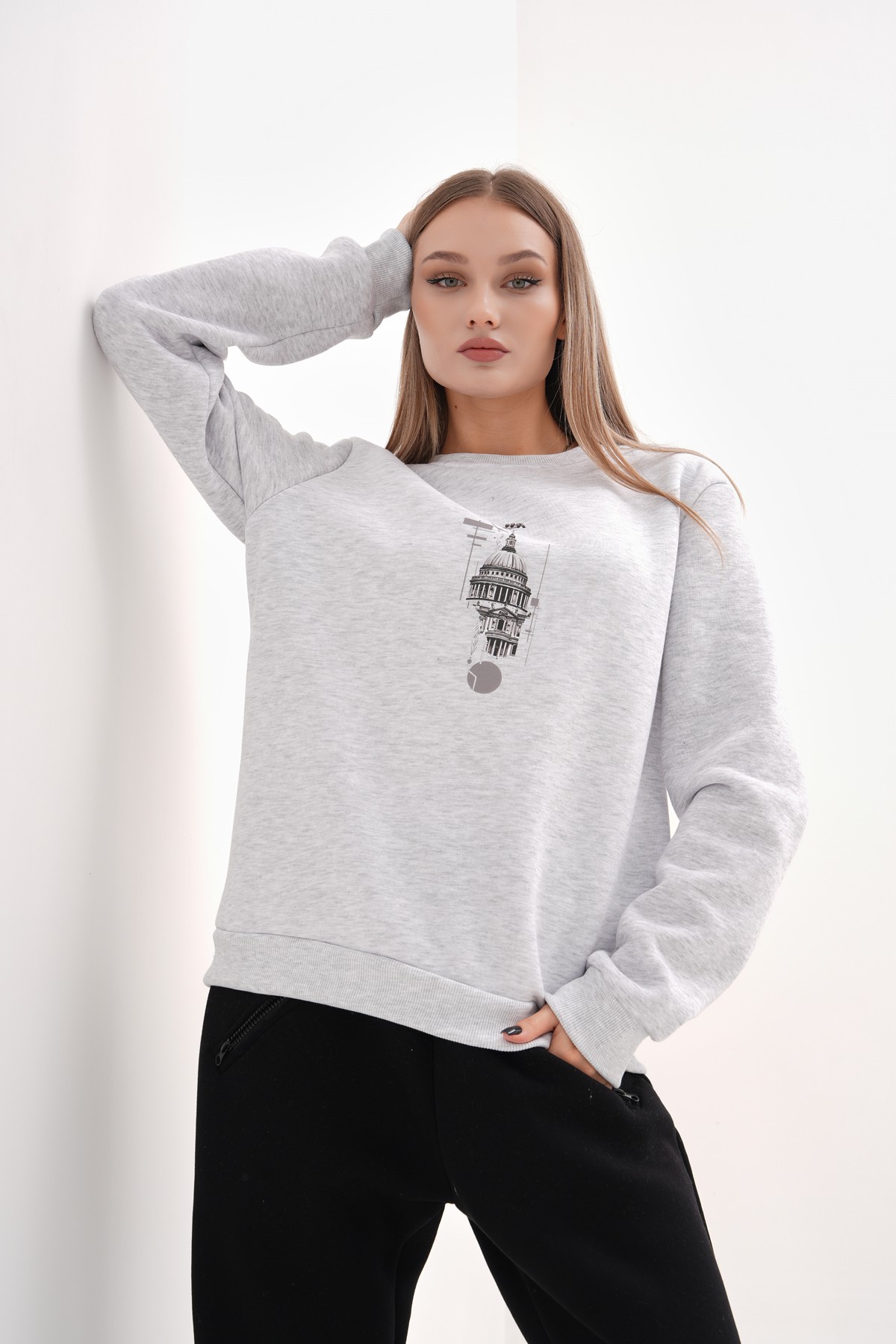 ‘St. Paul’ Baskılı Sıfır Yaka Sweatshirt