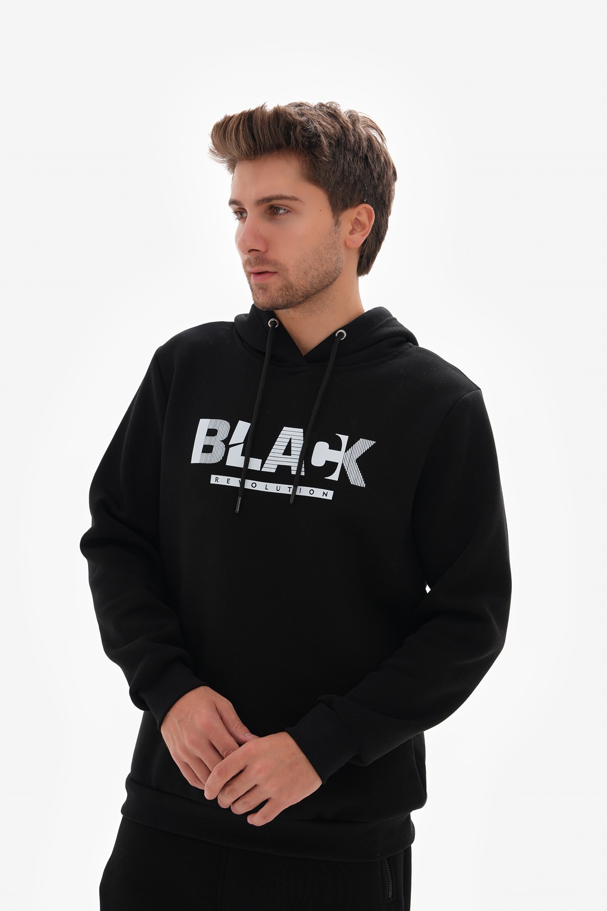 'Black Revolution' Baskılı Kapüşonlu Sweatshirt