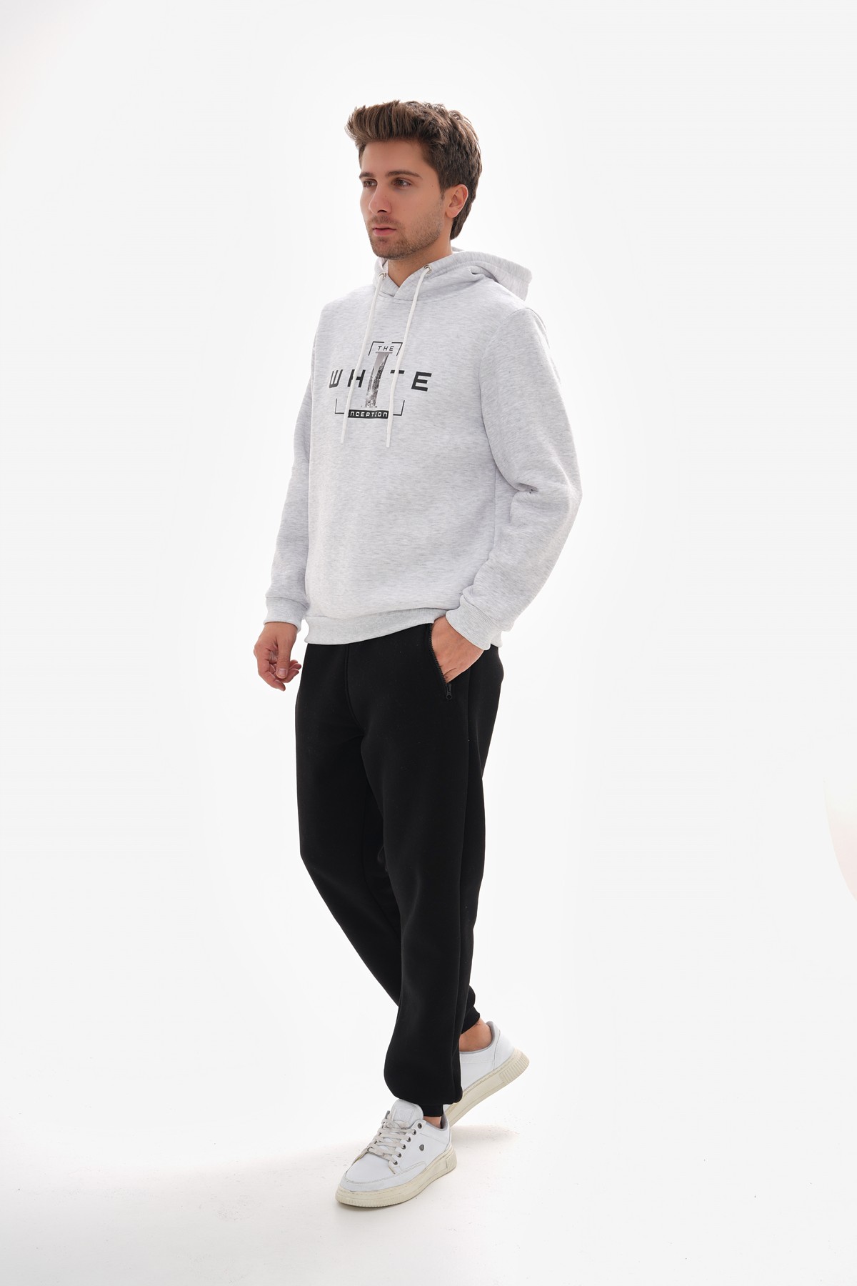 'The White Inception' Baskılı Kapüşonlu Sweatshirt