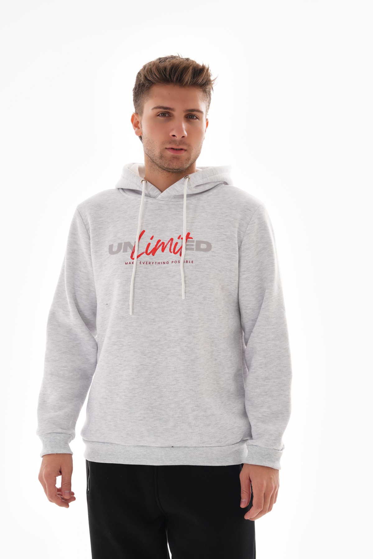 'Unlimited' Baskılı Kapüşonlu Sweatshirt